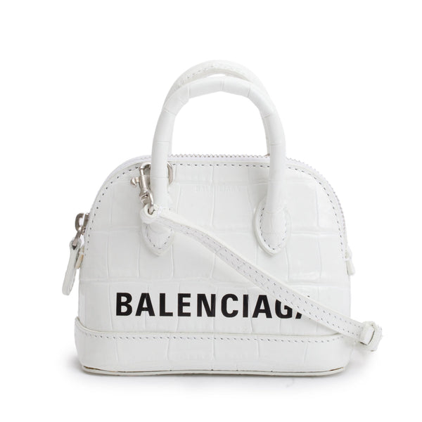 バッグ Balenciaga Ville TOP handle small bag Balenciaga White Crocodile Embossed Ville Mini Top Handle Bag w