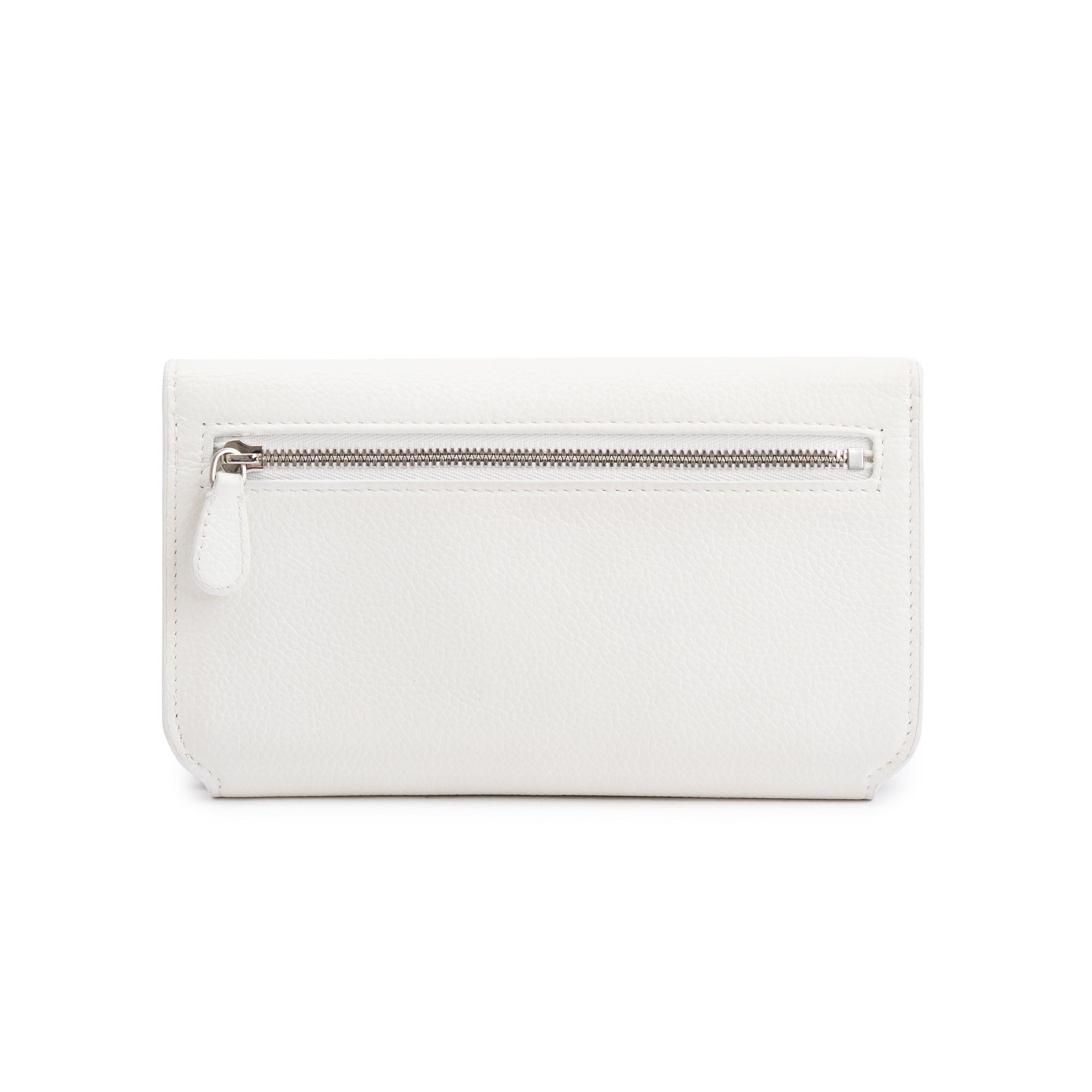 Balenciaga White Leather Everyday Continental Wallet on Chain