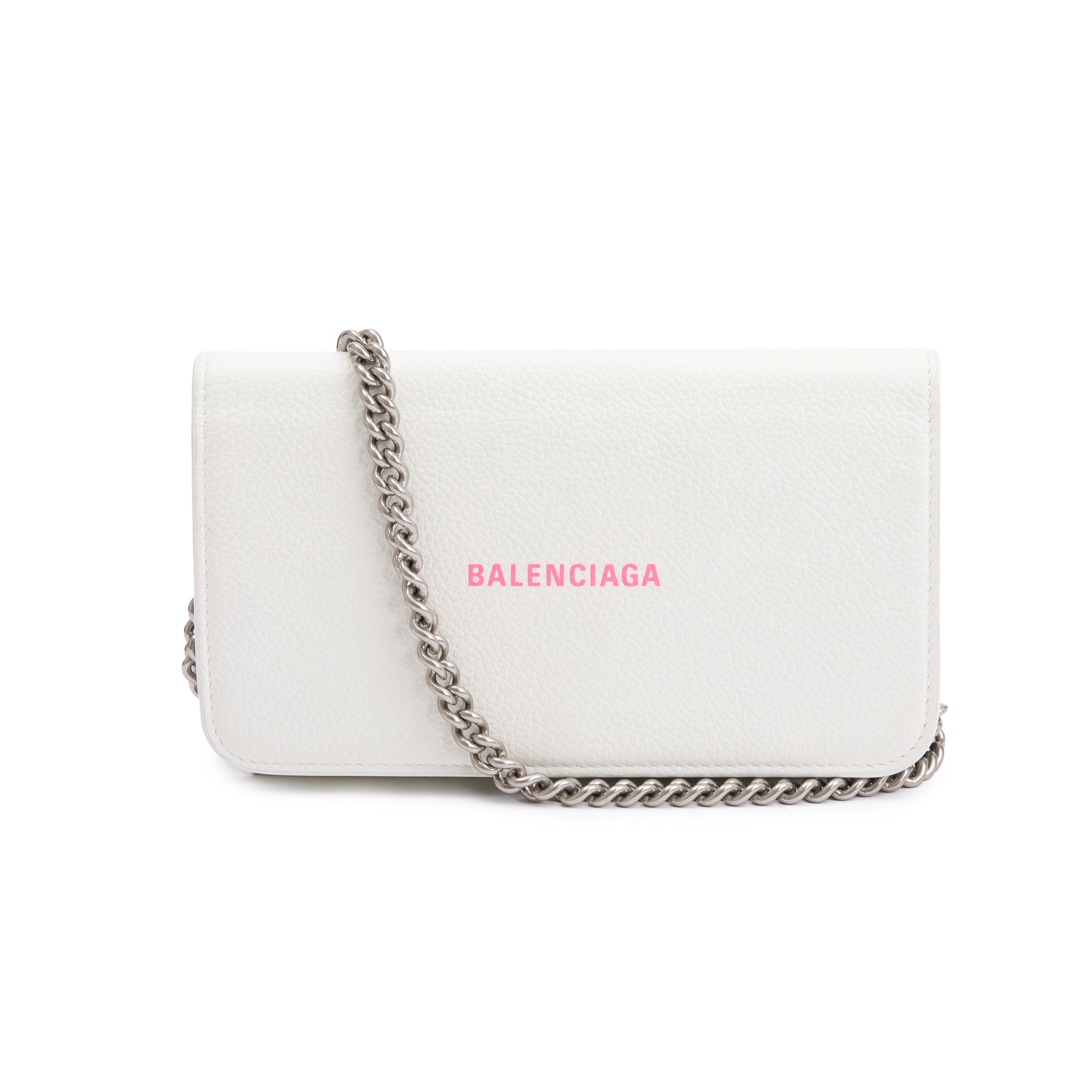 Balenciaga White Leather Everyday Continental Wallet on Chain