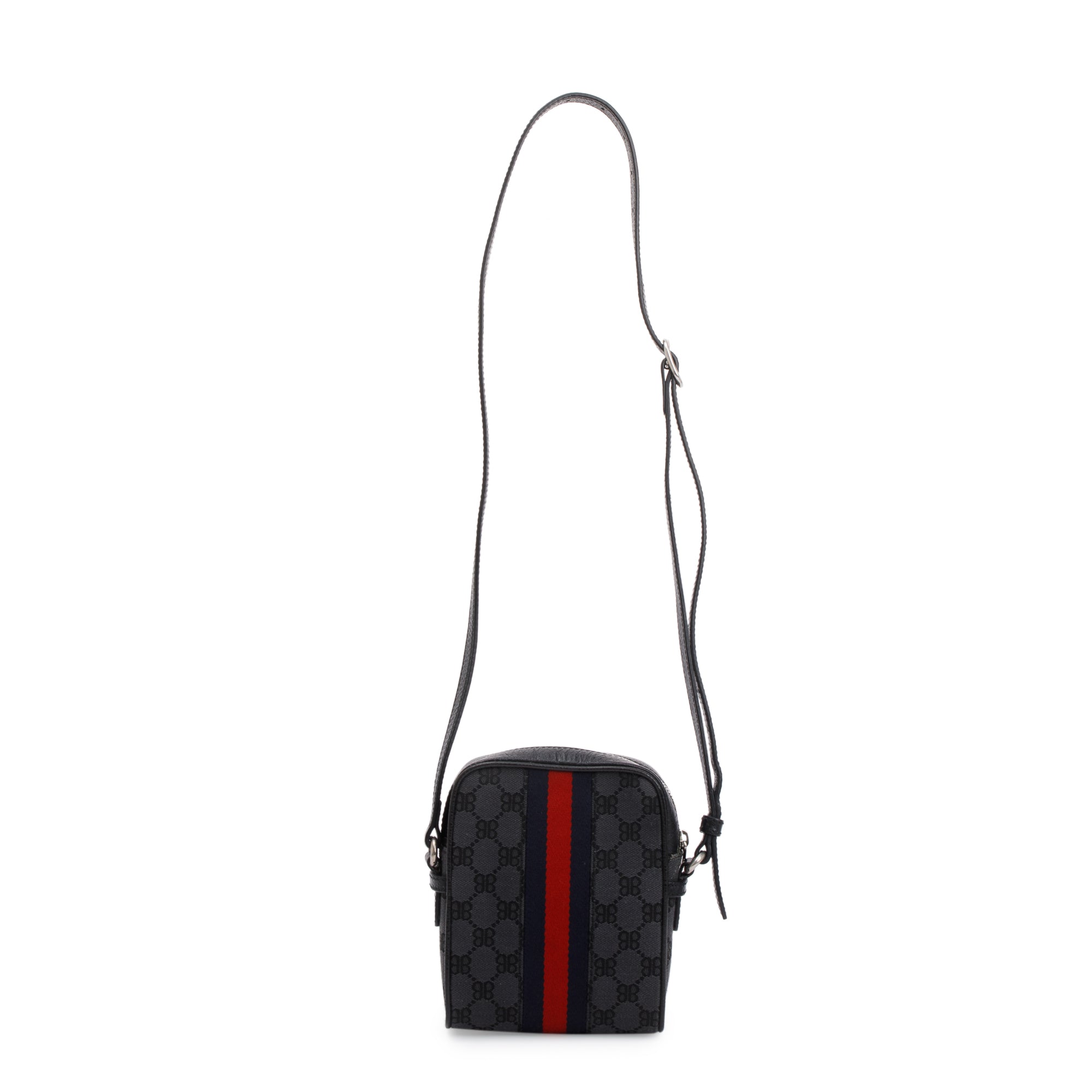Balenciaga X Gucci The Hacker Project Black BB Supreme Canvas Web Mini Crossbody Bag w/ Box & Receipt