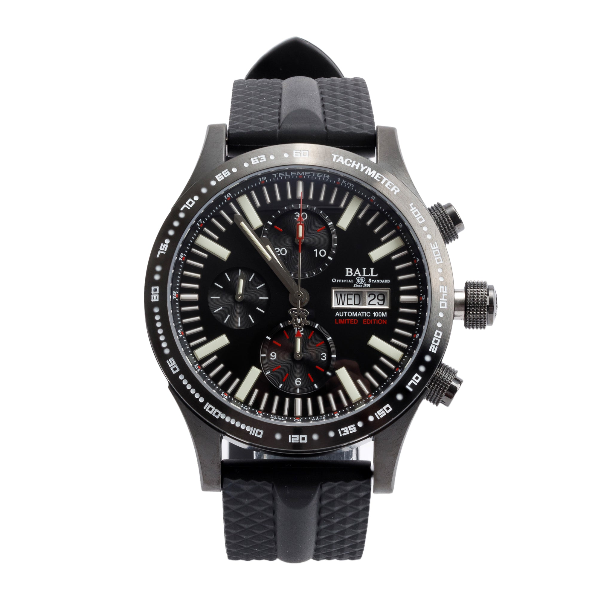 Ball 2023 Stainless Steel & Black DLC Fireman Storm Chaser 41 MM Automatic Chronograph Watch w/ Box & Papers