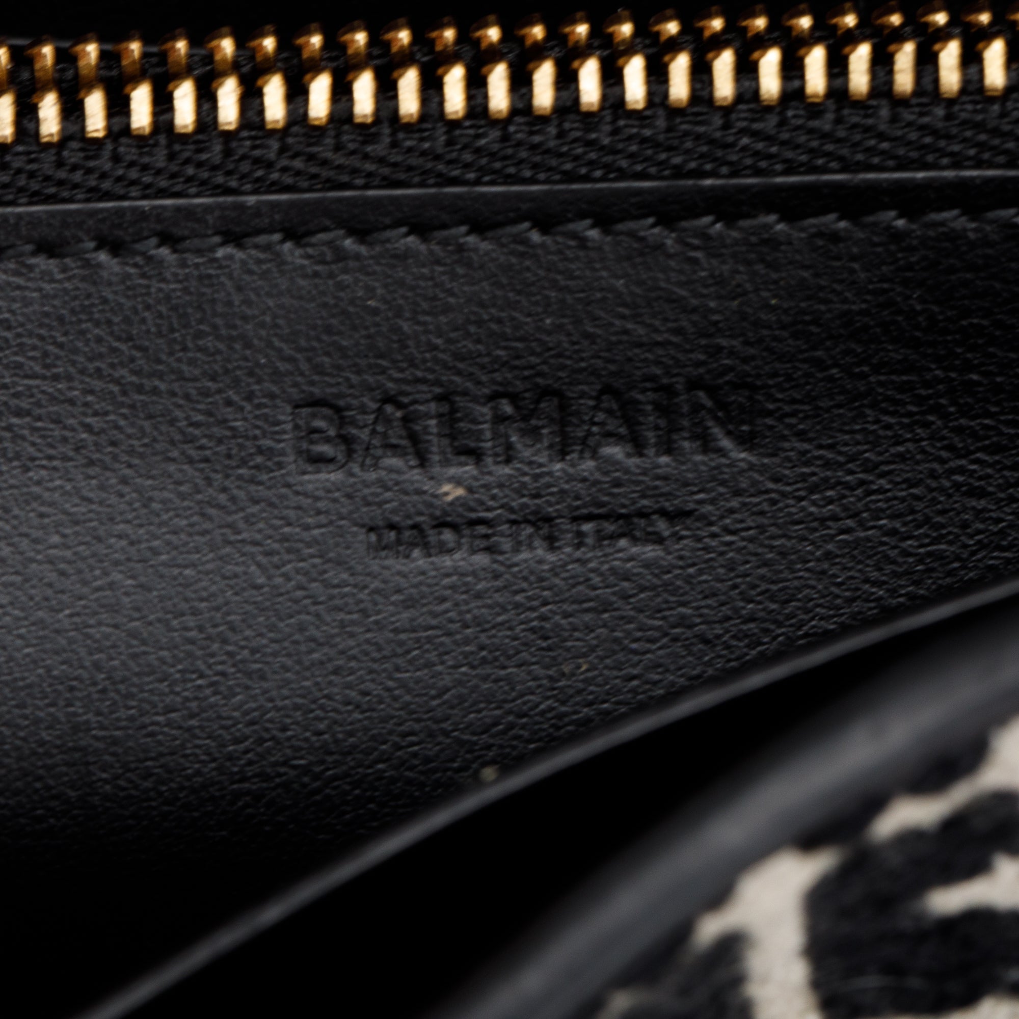 Balmain Jacquard & Black Leather 1945 Wallet on Chain