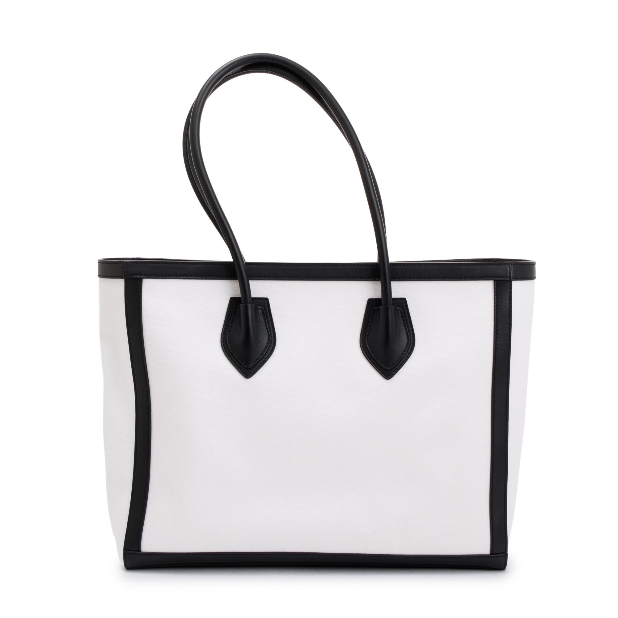 Balmain White Canvas Black Leather Trimmed B-Army 42 Logo Tote w/ Box