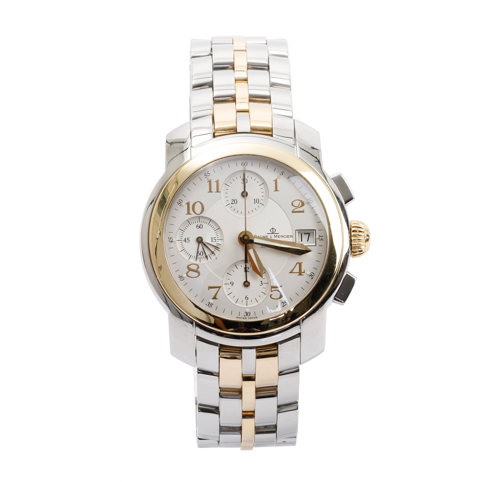 Baume & Mercier Stainless Steel & 18k Yellow Gold Capeland 39 mm Chronograph Automatic Watch w/ Box & Papers