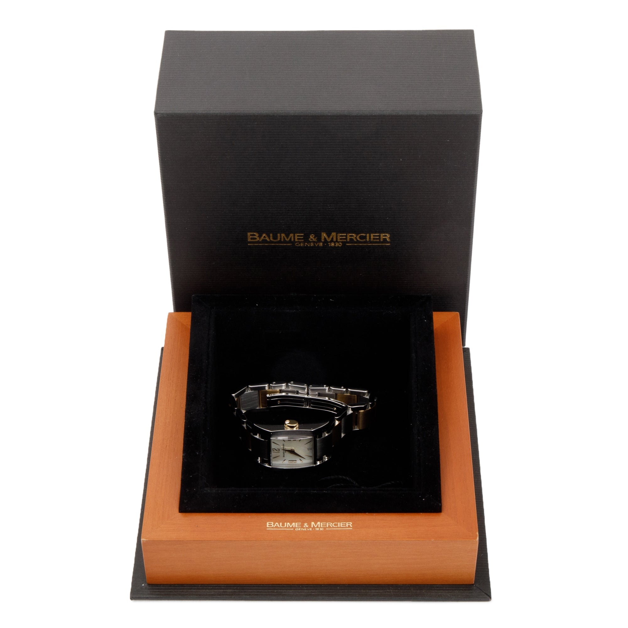 Baume & Mercier Stainless Steel & 18k Yellow Gold Mother Of Pearl Diamant Watch w/ Box