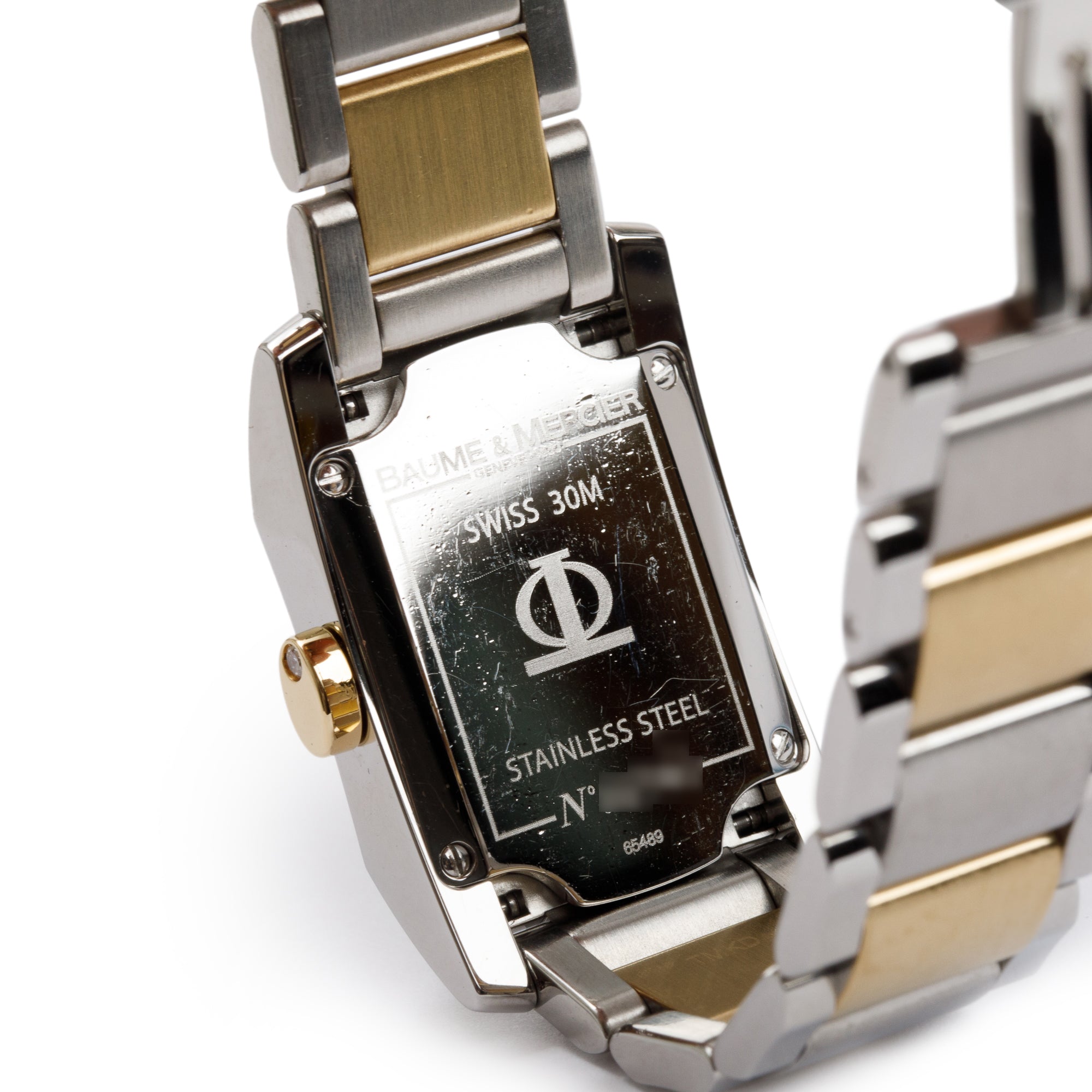 Baume & Mercier Stainless Steel & 18k Yellow Gold Mother Of Pearl Diamant Watch w/ Box