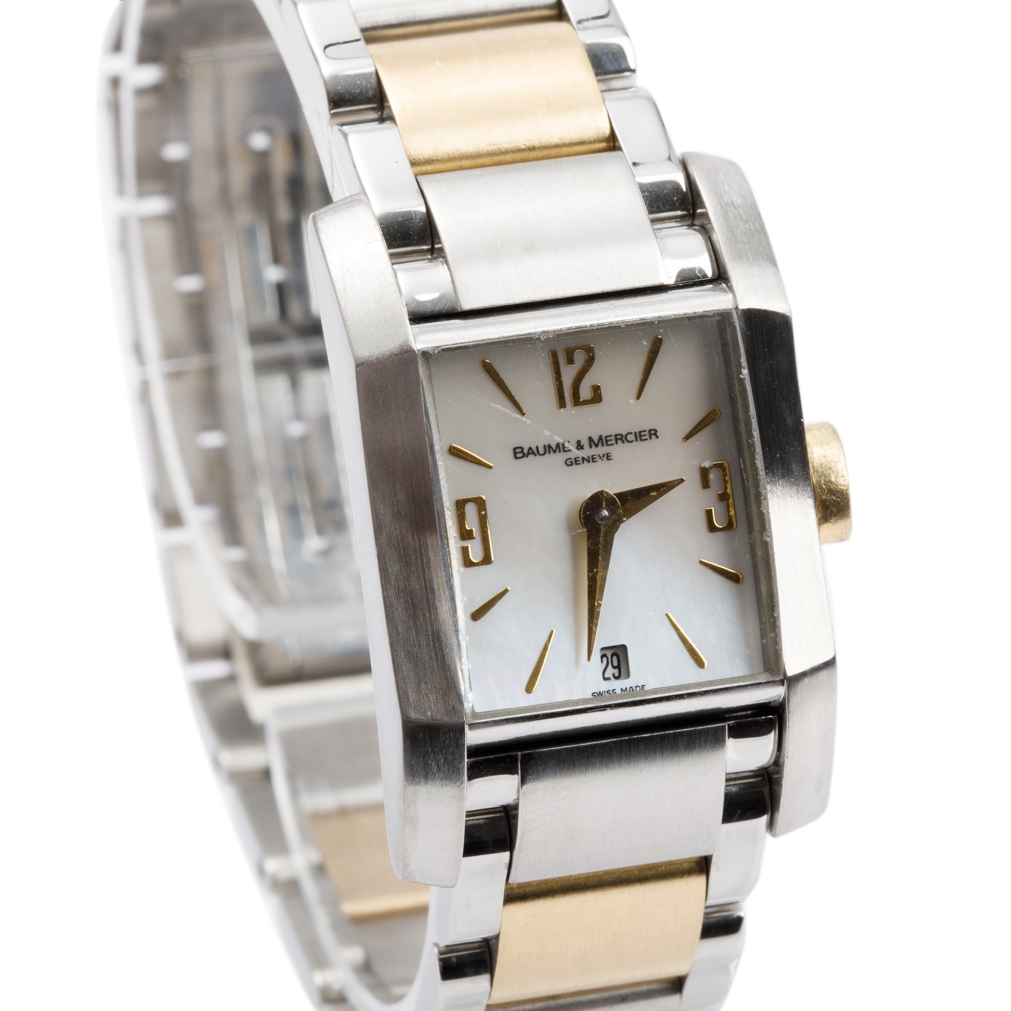 Baume & Mercier Stainless Steel & 18k Yellow Gold Mother of Pearl Dial Diamant Watch