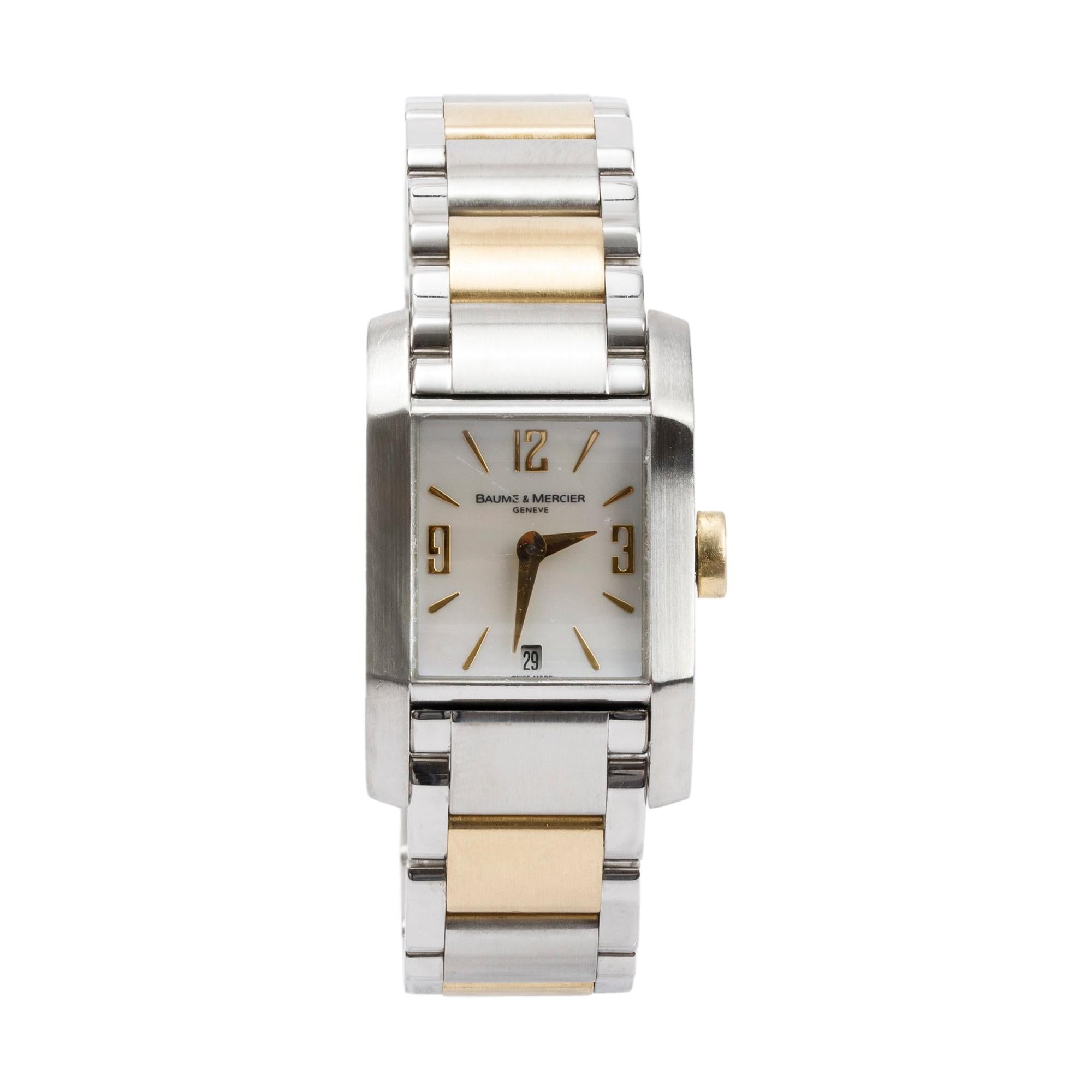 Baume & Mercier Stainless Steel & 18k Yellow Gold Mother of Pearl Dial Diamant Watch