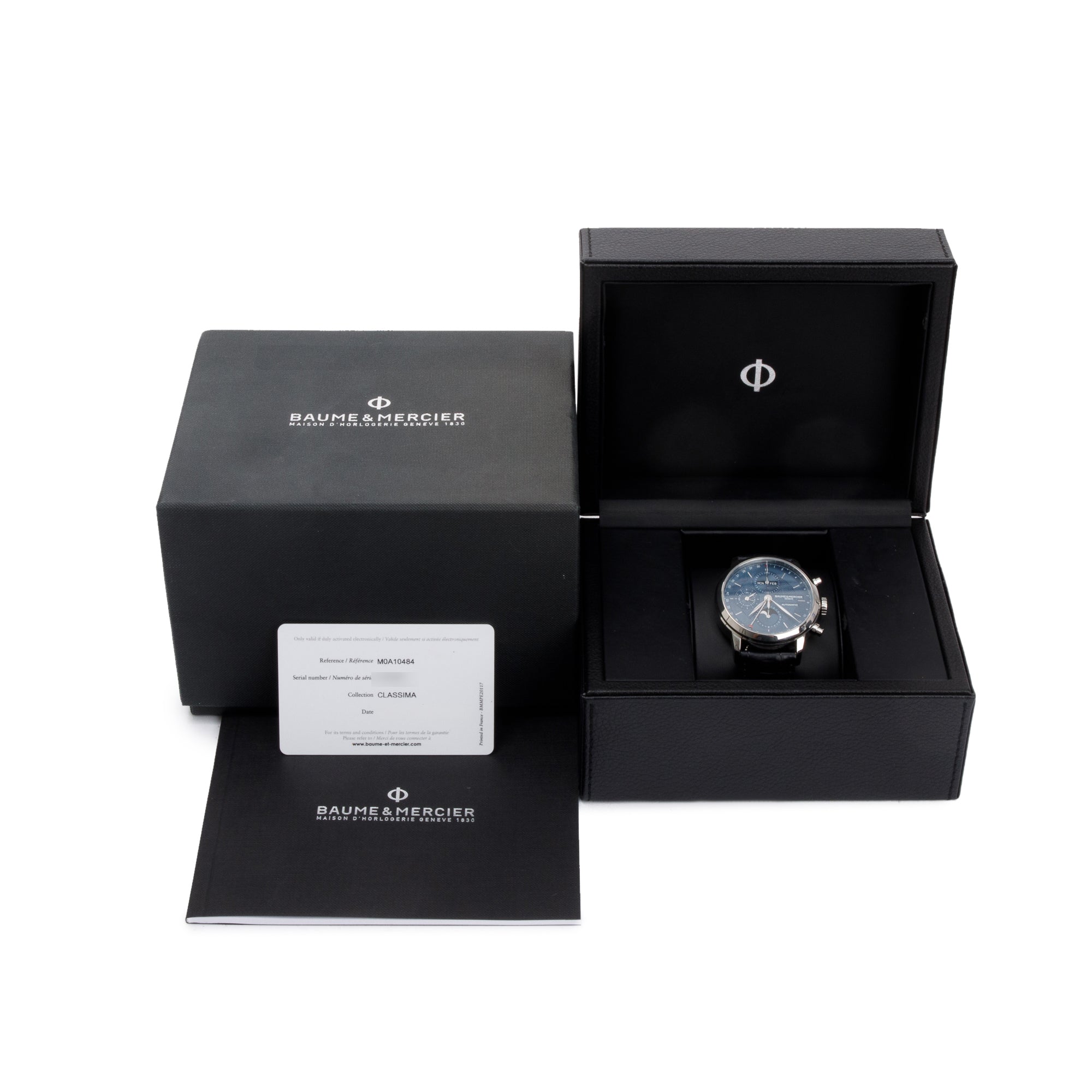 Baume & Mercier Stainless Steel Classima 42 MM Chronograph Moonphase Automatic Watch w/ Box & Papers
