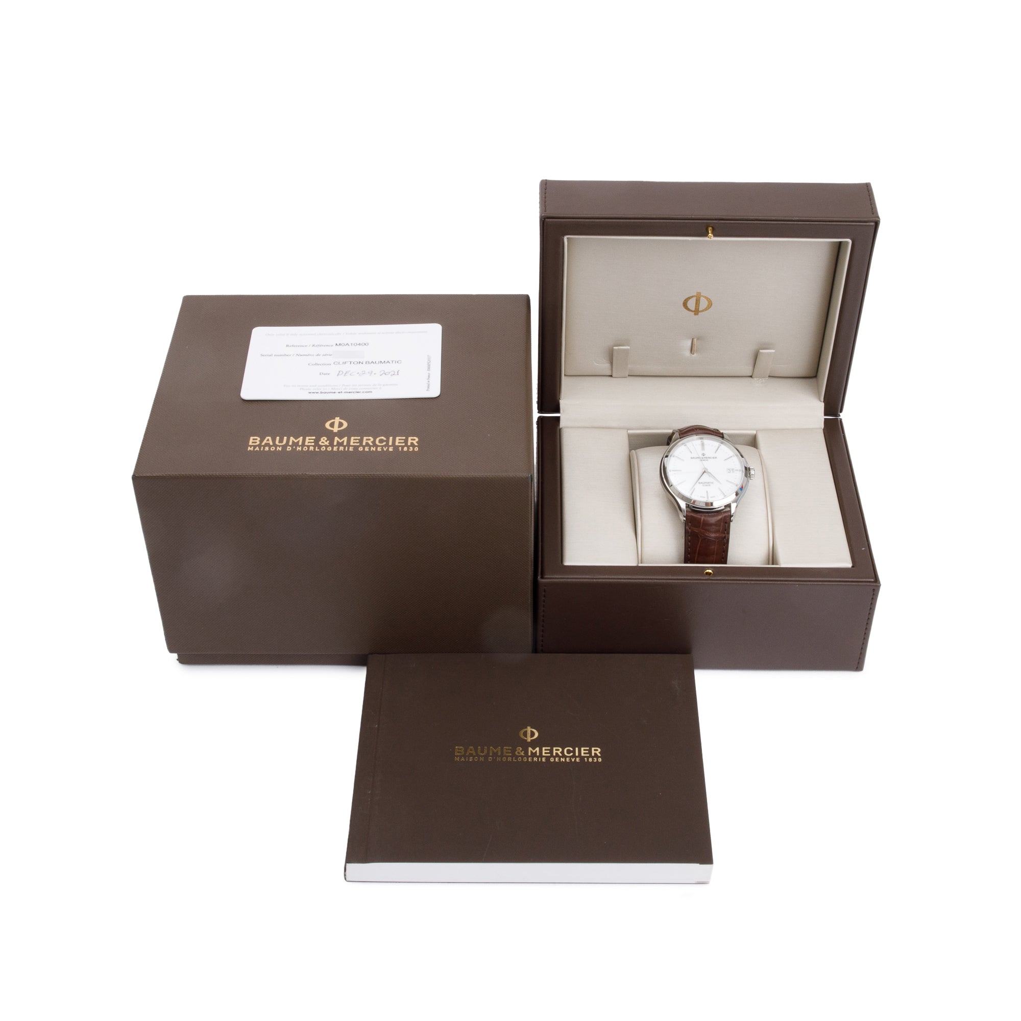 Baume & Mercier Stainless Steel Clifton 40 MM Automatic Watch w/ Box & Papers