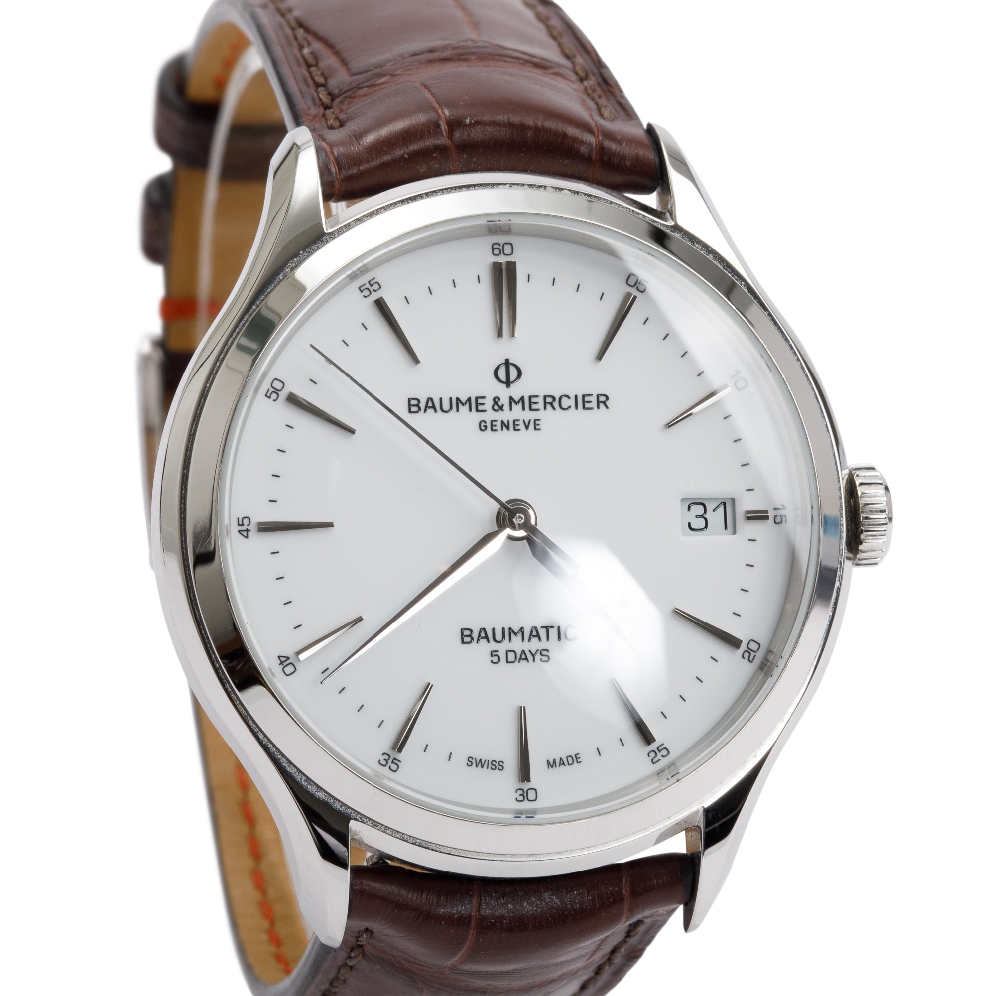 Baume & Mercier Stainless Steel Clifton 40 MM Automatic Watch w/ Box & Papers