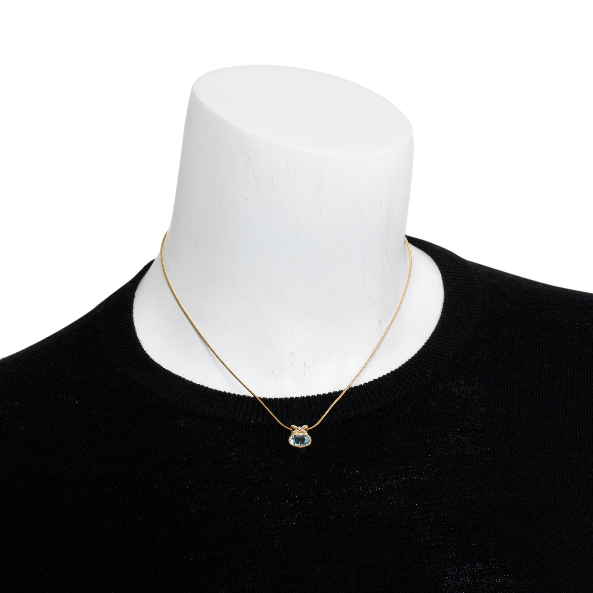 Birks 18k Gold Blue Topaz & Diamond Pendant Necklace