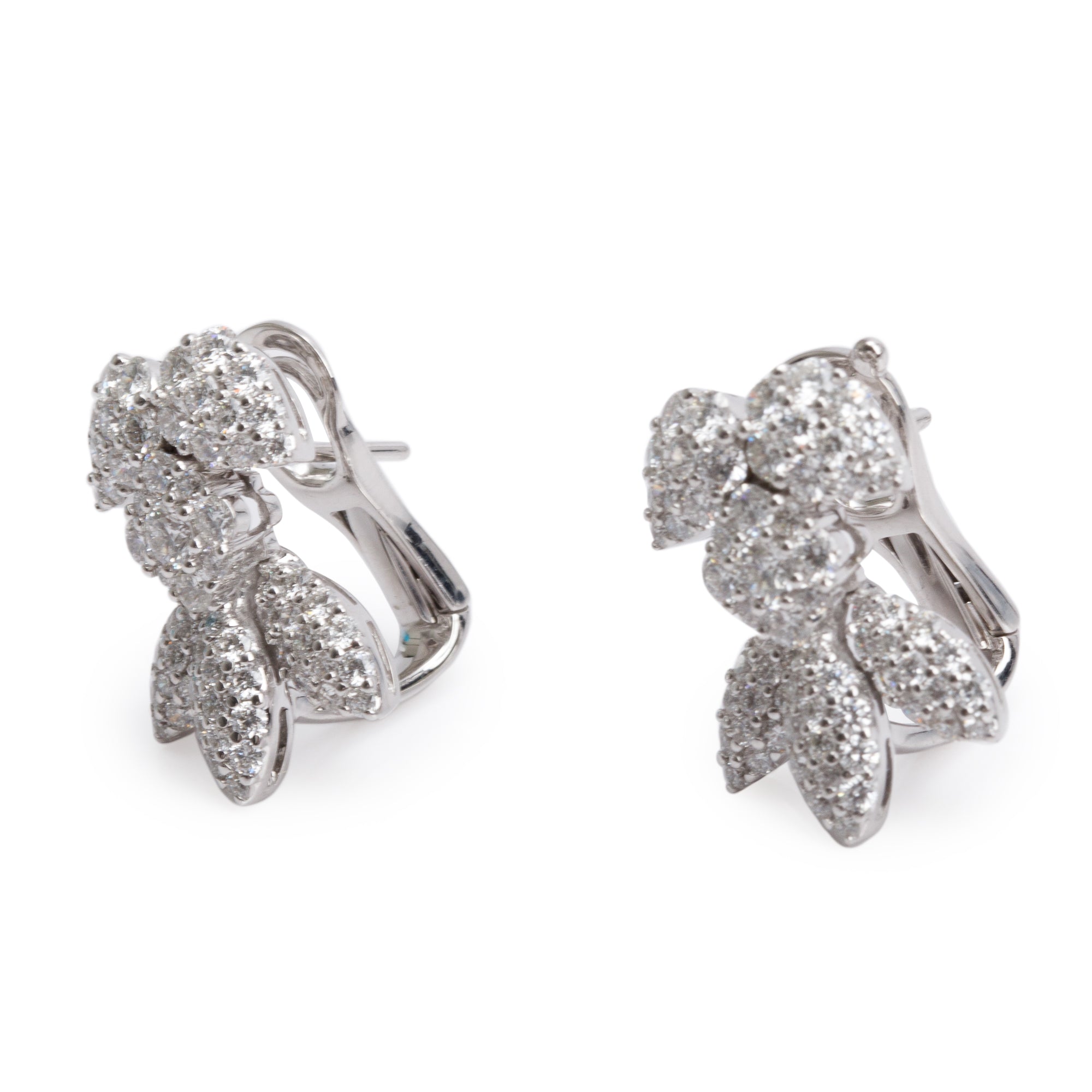 Birks 18k White Gold 2.22 tcw Diamond Cluster Earrings w/ Box