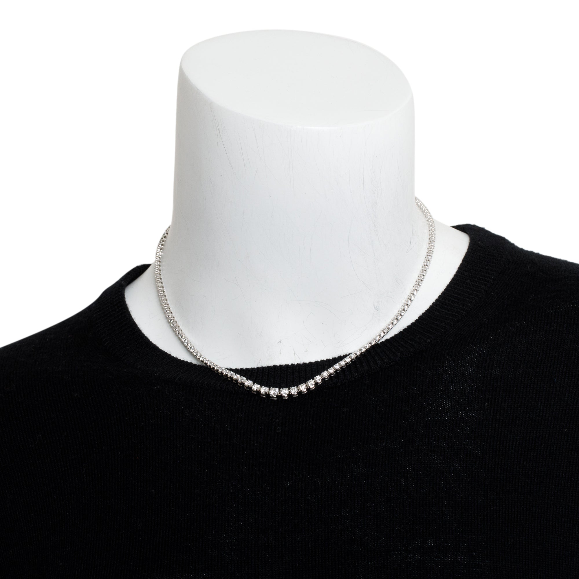 Birks 18k White Gold 5.00 ct. Graduated Diamond Tennis Necklace w/ Box & Receipt