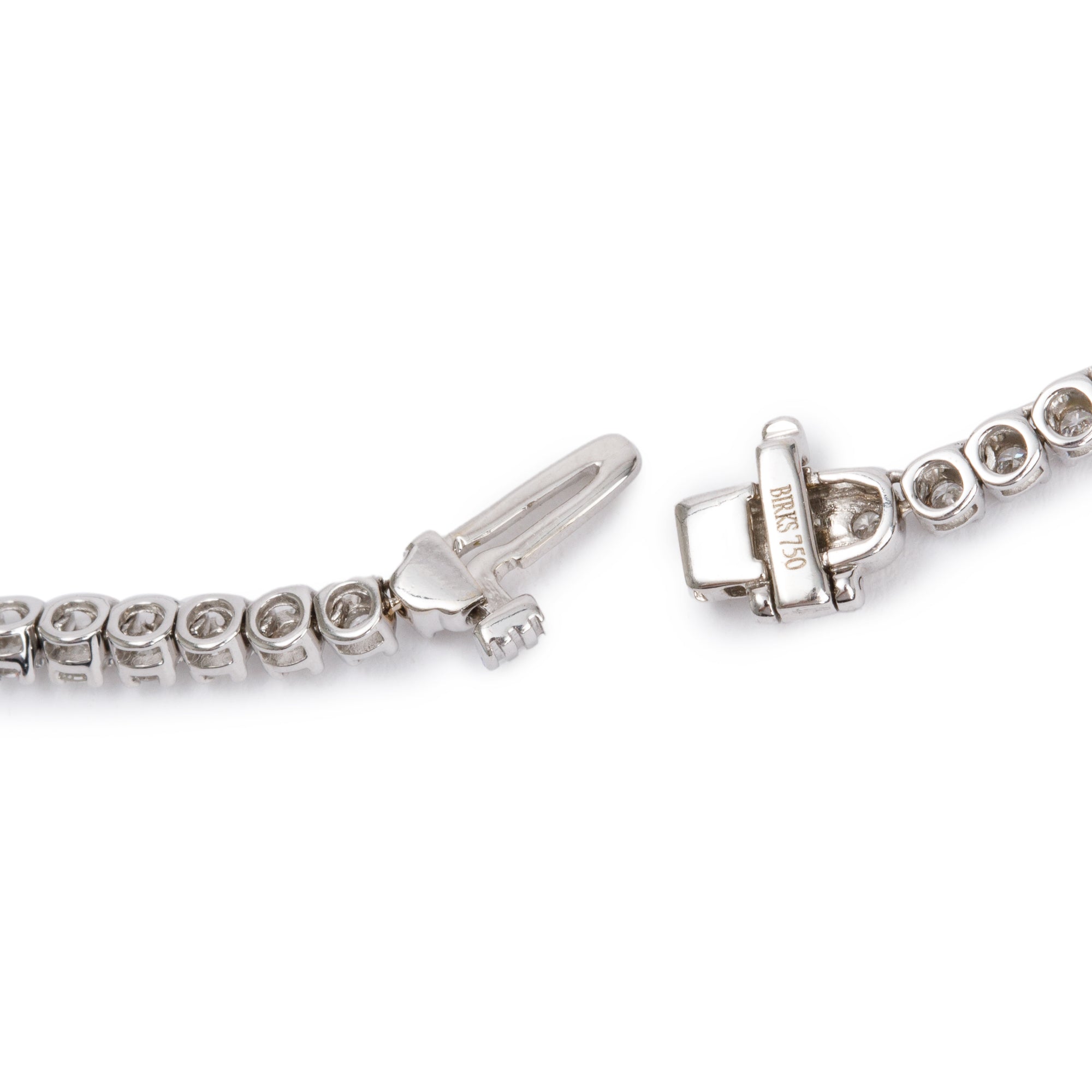 Birks 18k White Gold 5.00 ct. Graduated Diamond Tennis Necklace w/ Box & Receipt