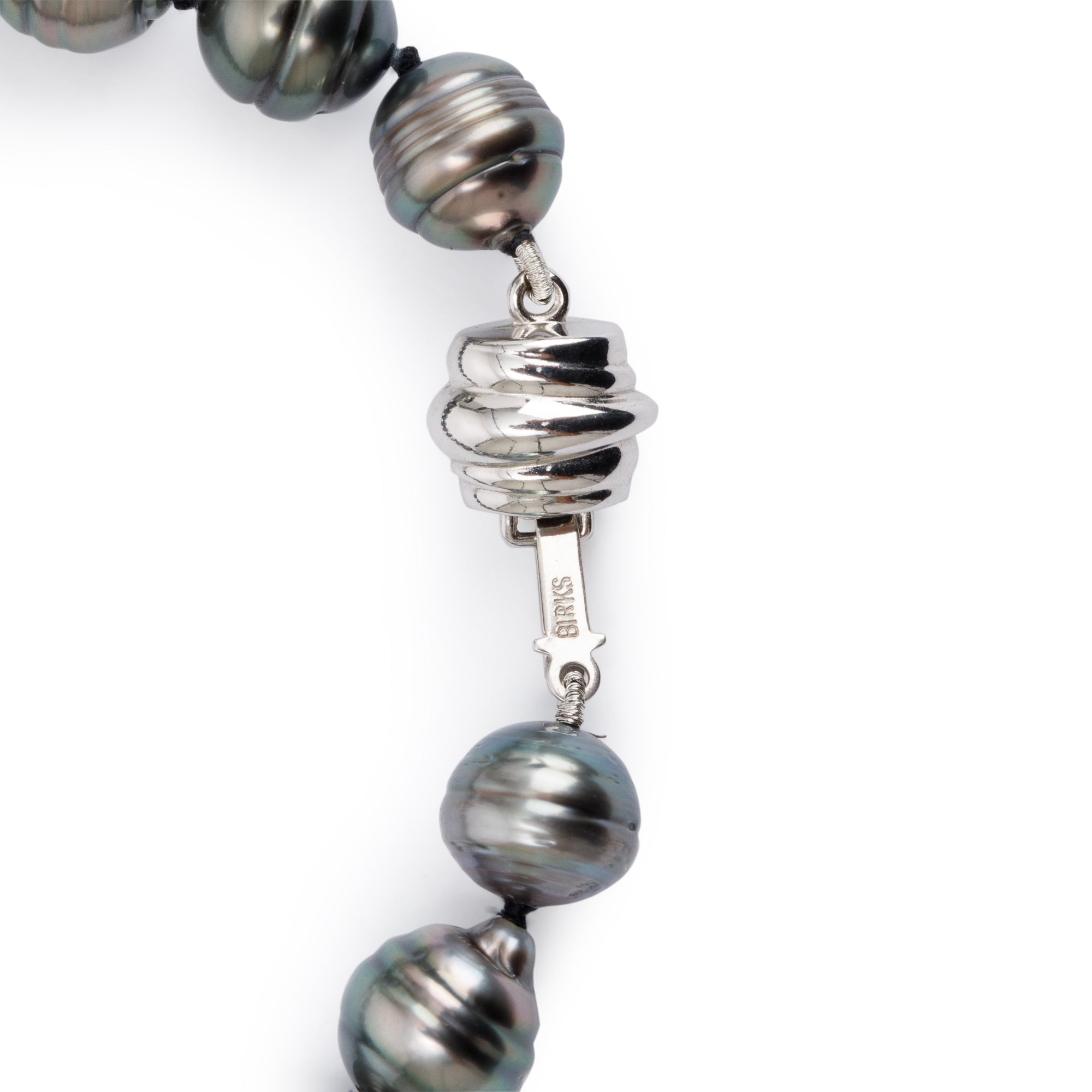 Birks 18k White Gold 8-10 mm Tahitian Pearl Bracelet