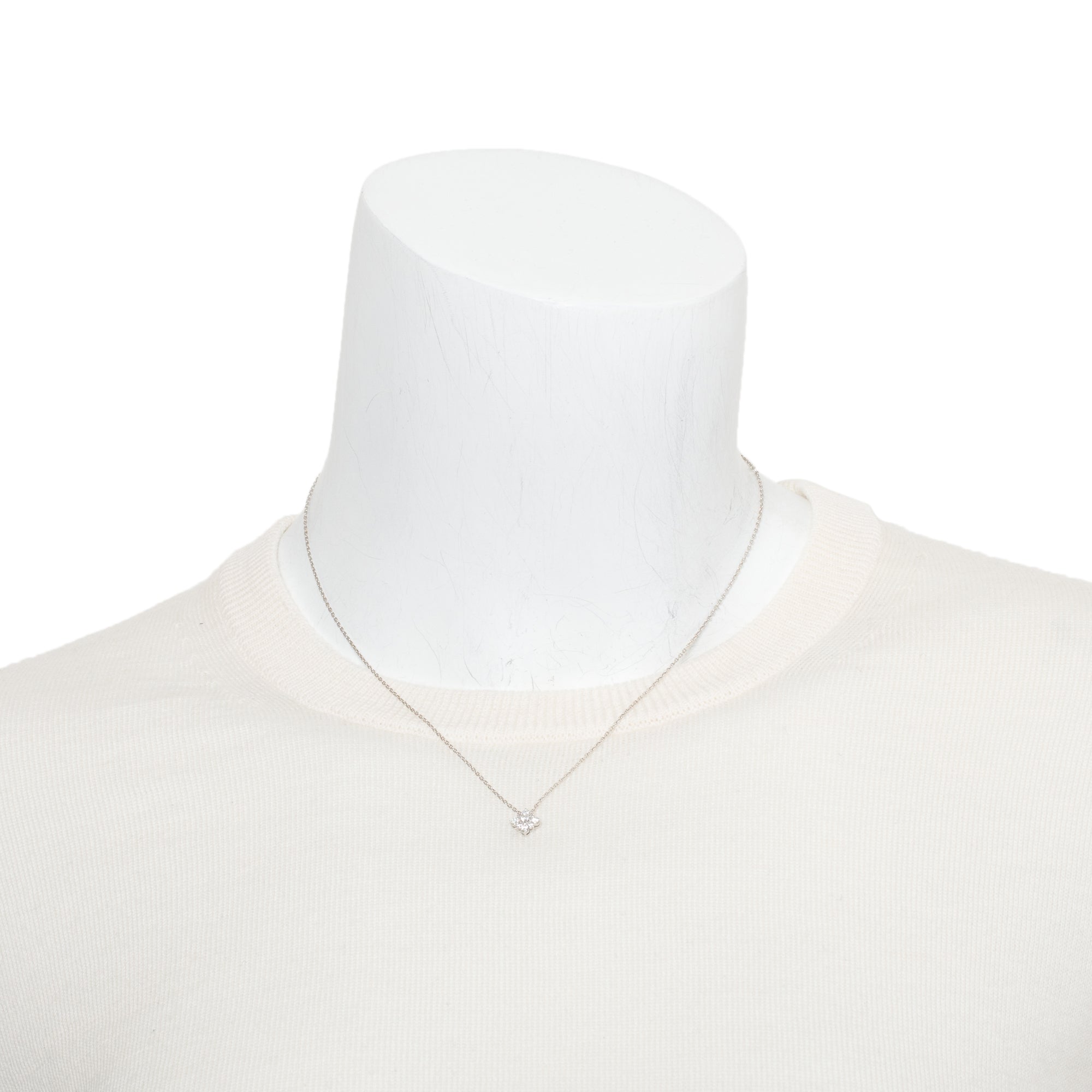 Birks 18k White Gold Cluster Diamond Pendant Necklace w/ Box & Receipt