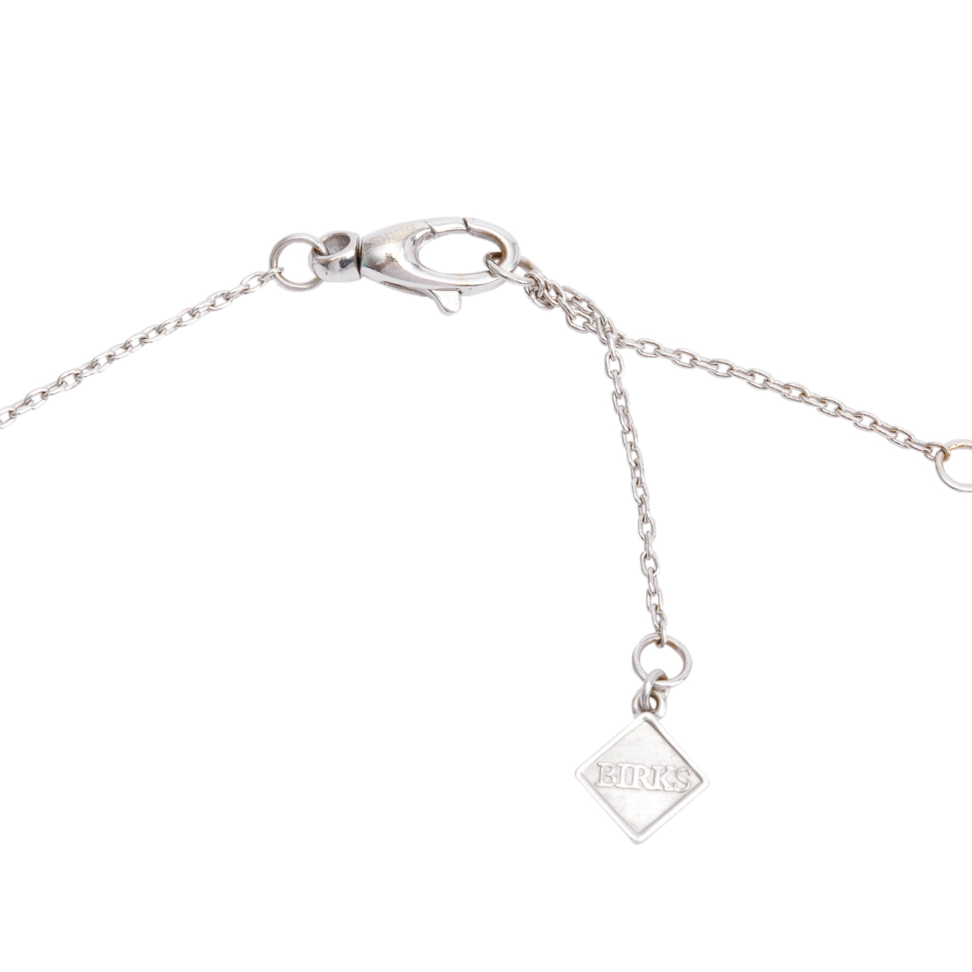 Birks 18k White Gold Cluster Diamond Pendant Necklace w/ Box & Receipt