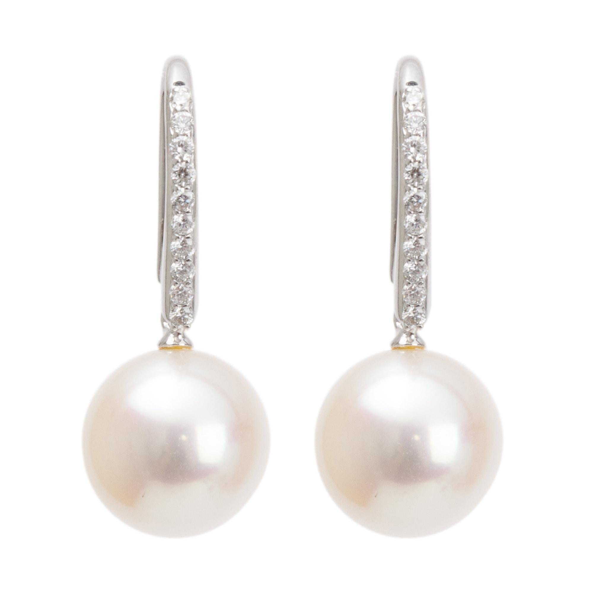 Birks 18k White Gold Pearl & Diamond Earrings