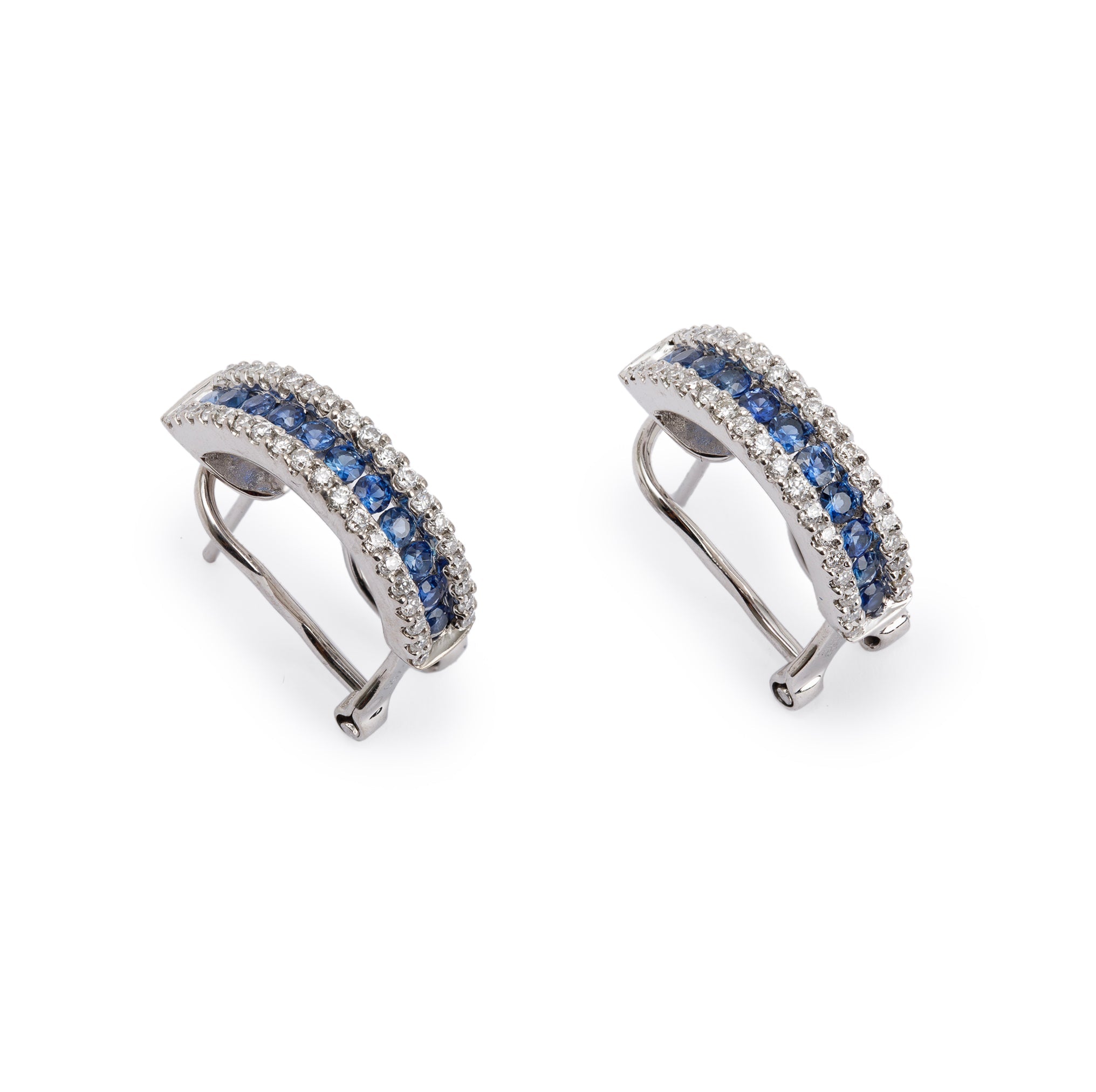 Birks 18k White Gold Sapphire & Diamond Hoop Earrings
