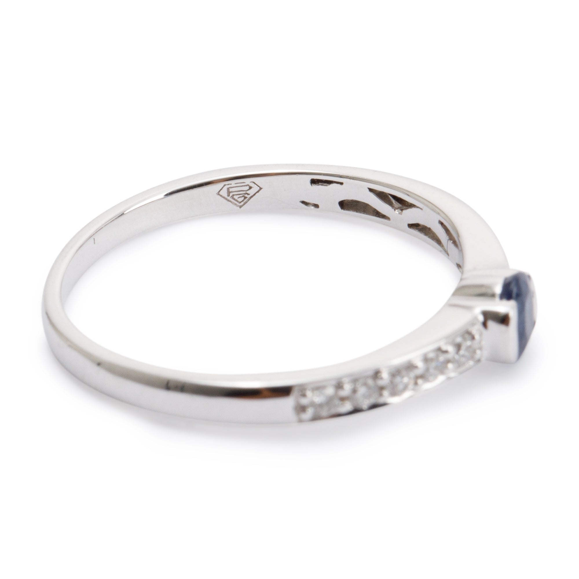 Birks 18k White Gold Sapphire & Diamond Ring w/ Box