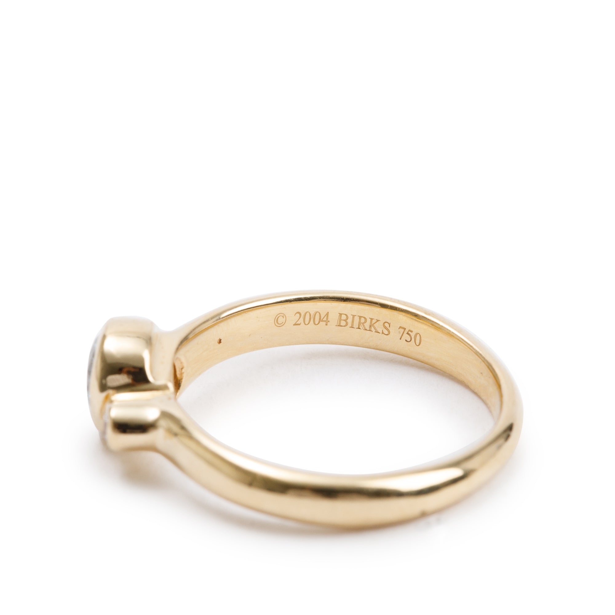 Birks 18k Yellow Gold Blue Topaz & Diamond Ring, Size 6.5