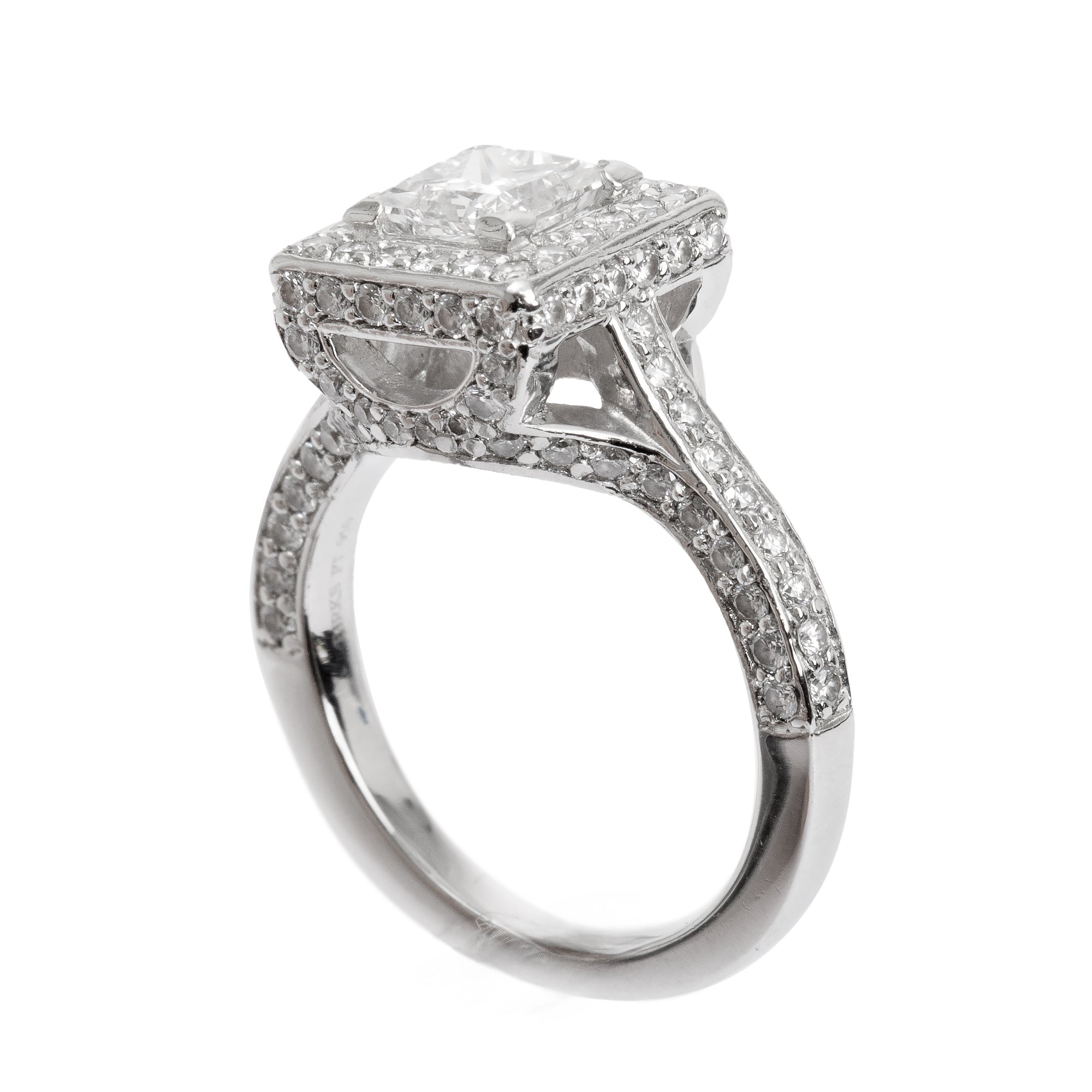 Birks Platinum Princess Cut Diamond Engagement Ring, Size 5 w/ Box