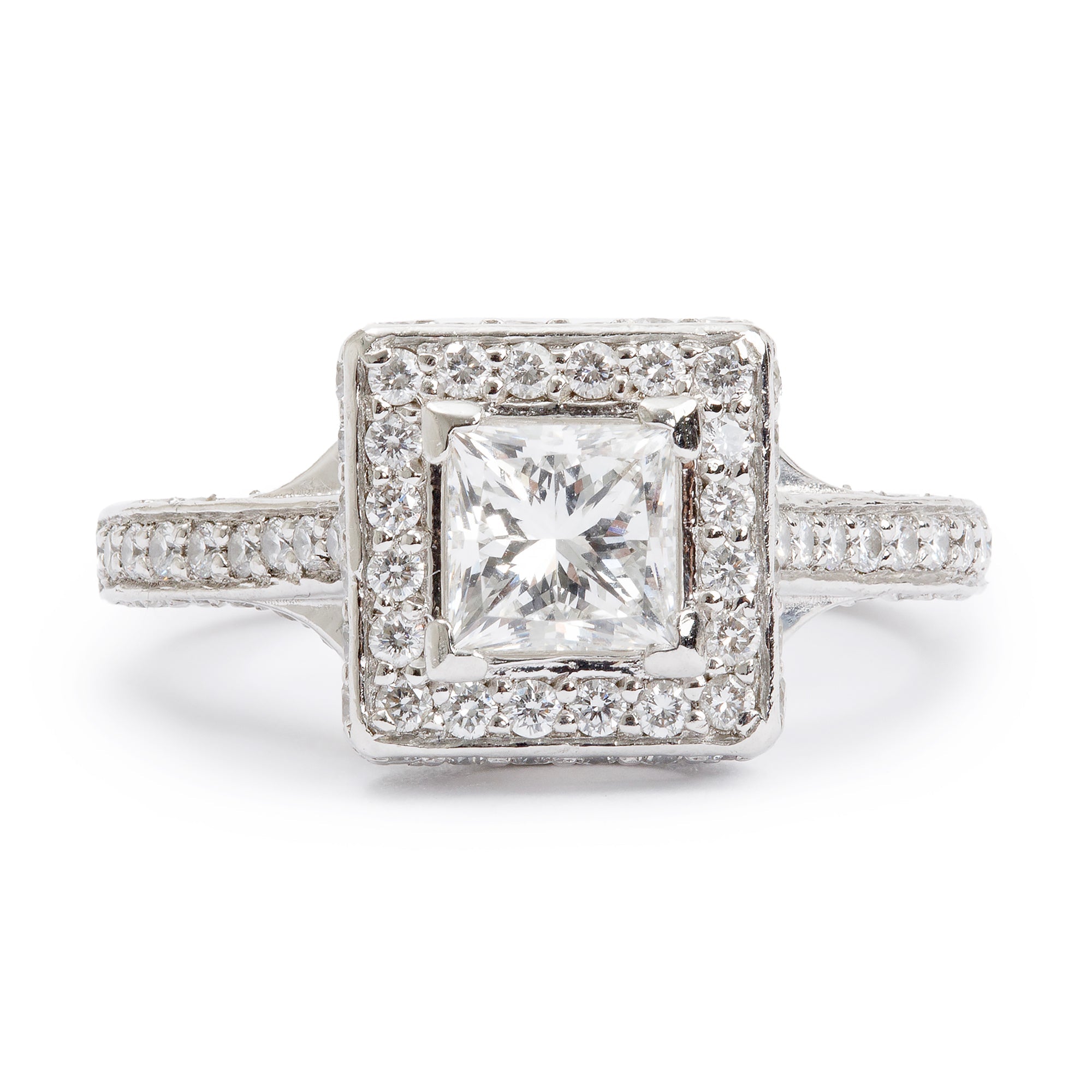 Birks Platinum Princess Cut Diamond Engagement Ring, Size 5 w/ Box