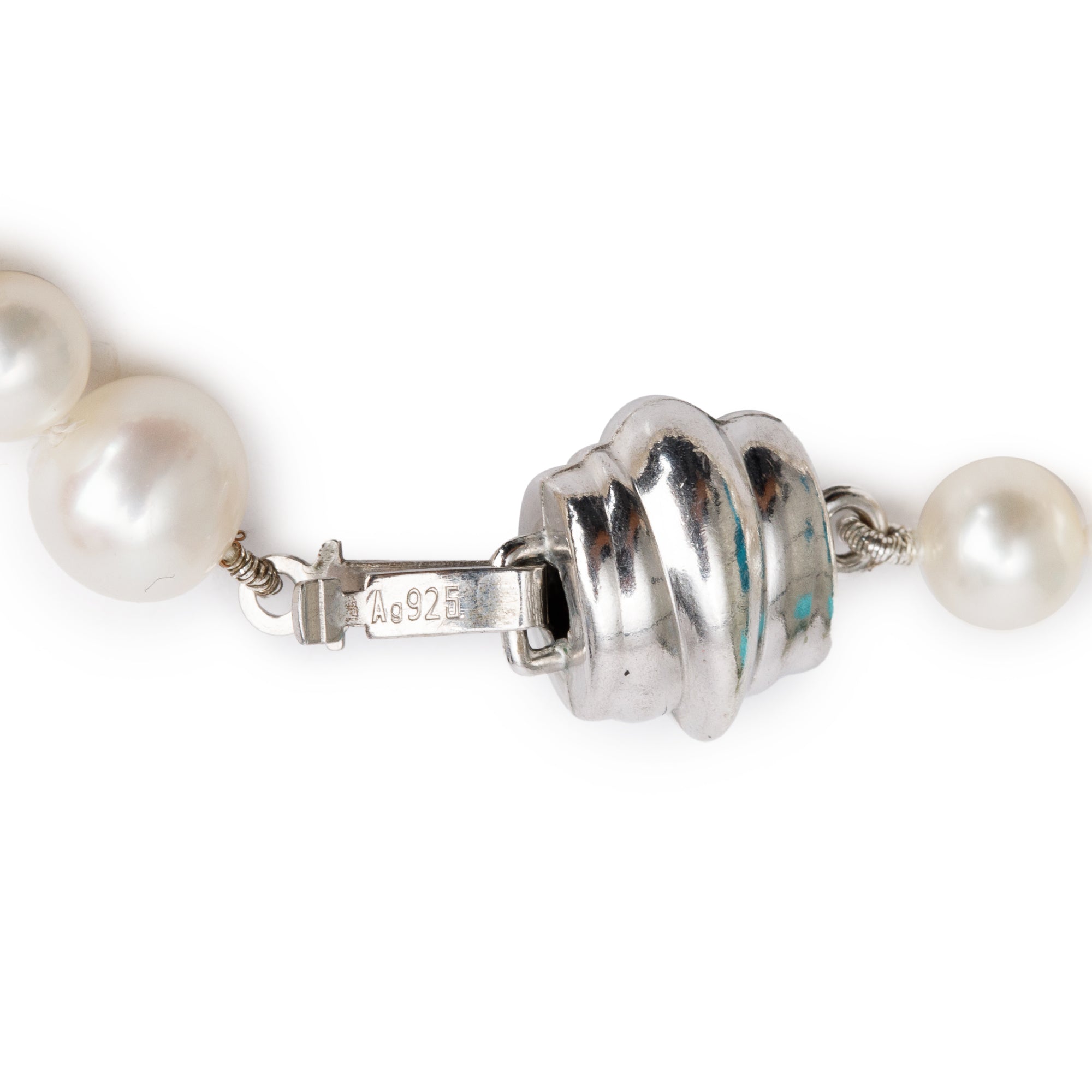 Birks Sterling Silver Graduated Pearl Bracelet w/ Box