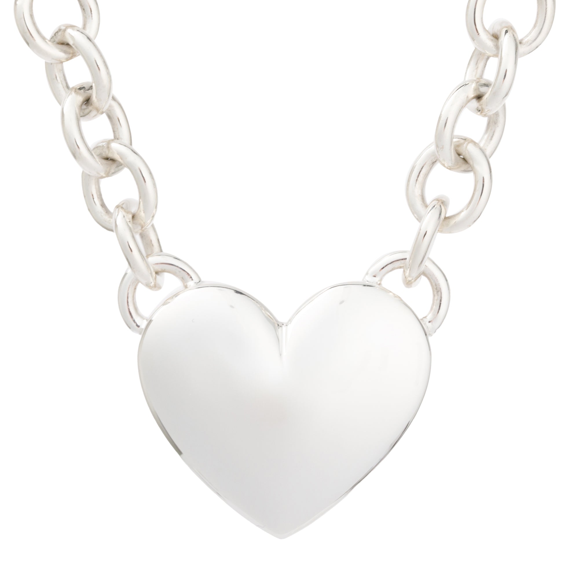 Birks Sterling Silver Large Puffed Heart Necklace