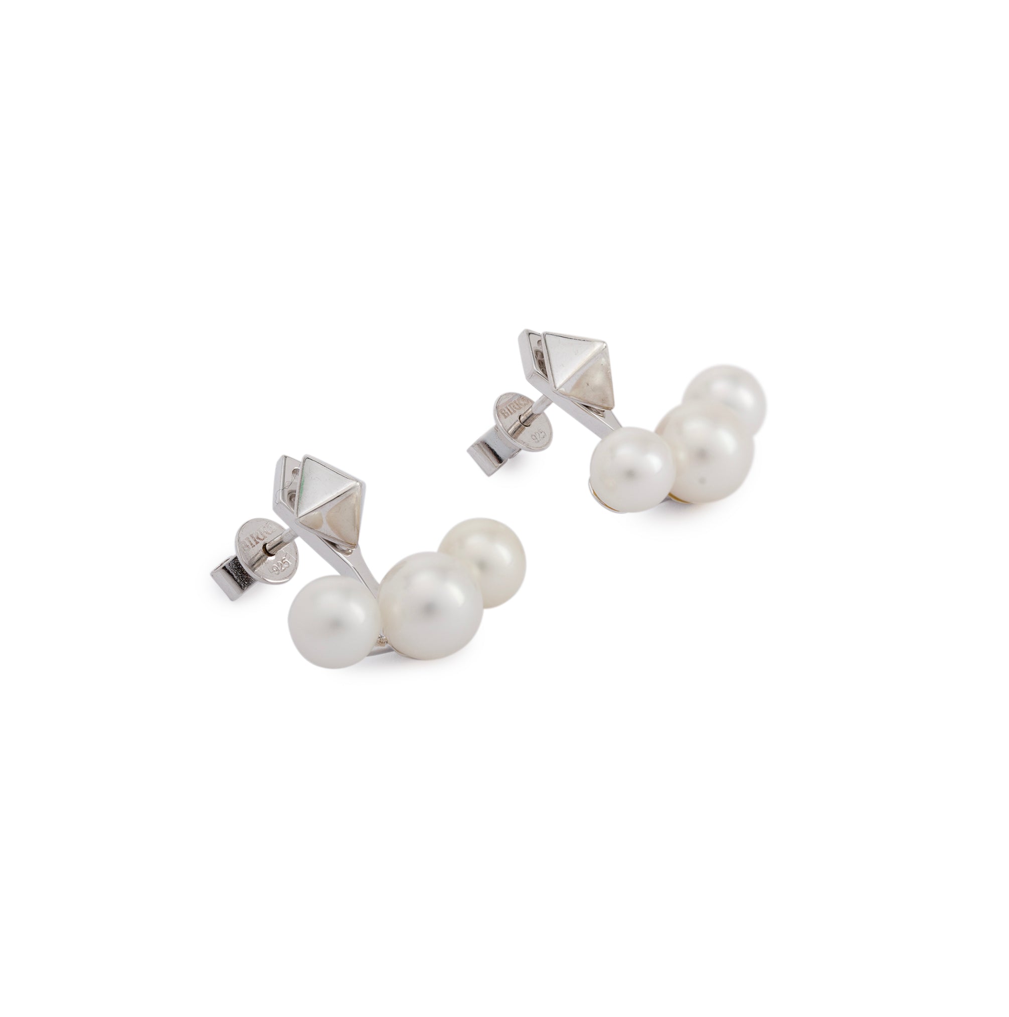 Birks Sterling Silver Rock & Pearl Stud & Pearl Jacket Earrings