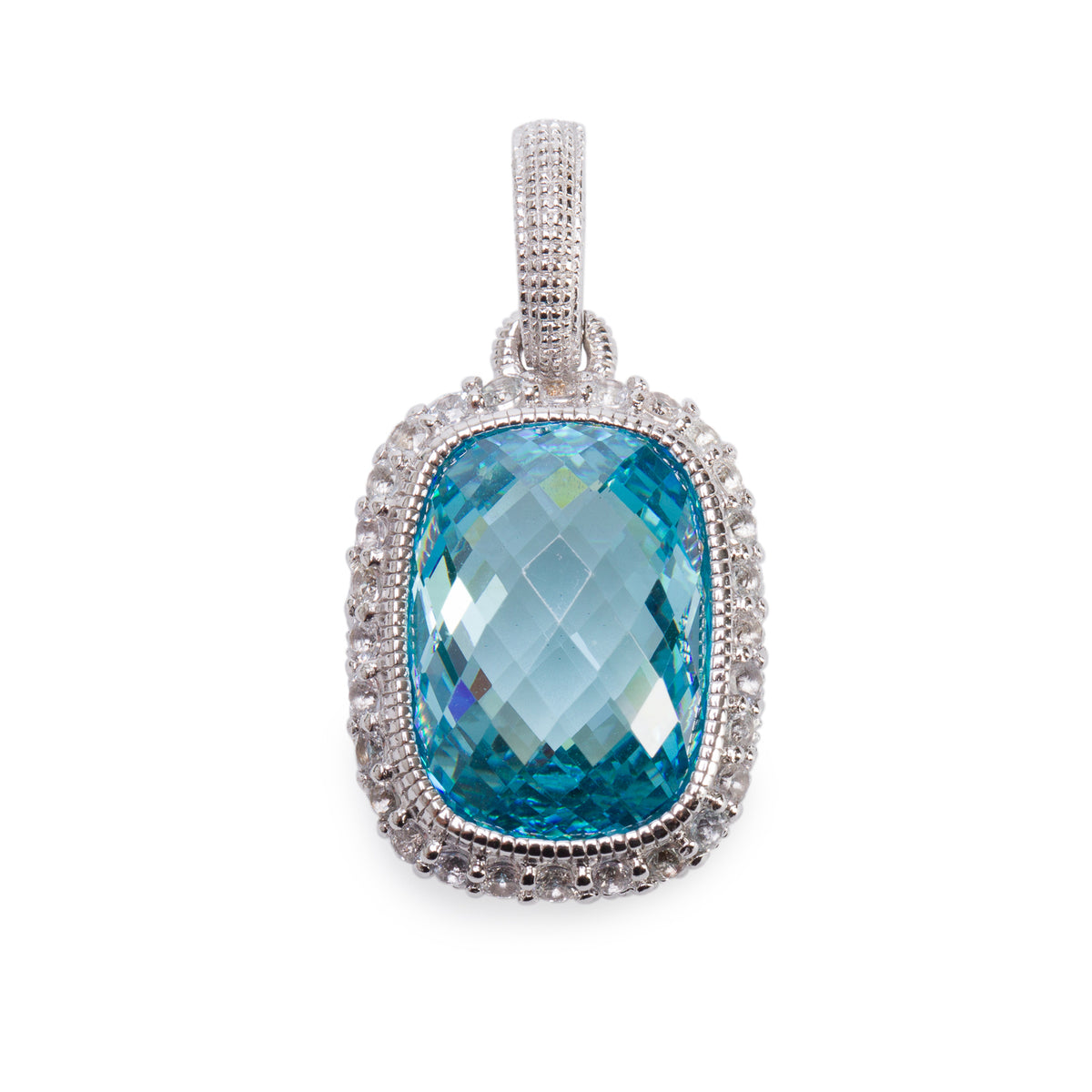 Judith Ripka Sterling Silver Blue Topaz & Cubic Zirconia Pendant Enhancer