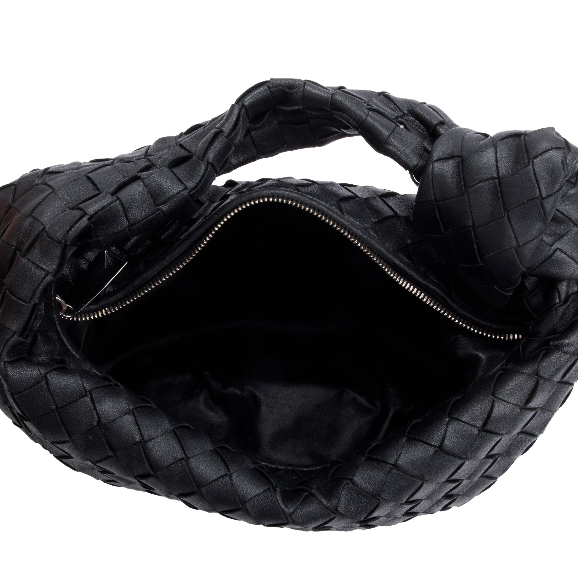 Bottega 2023 Veneta Black Intrecciato Leather Teen Jodie Bag w/ Receipt & Authenticity Card