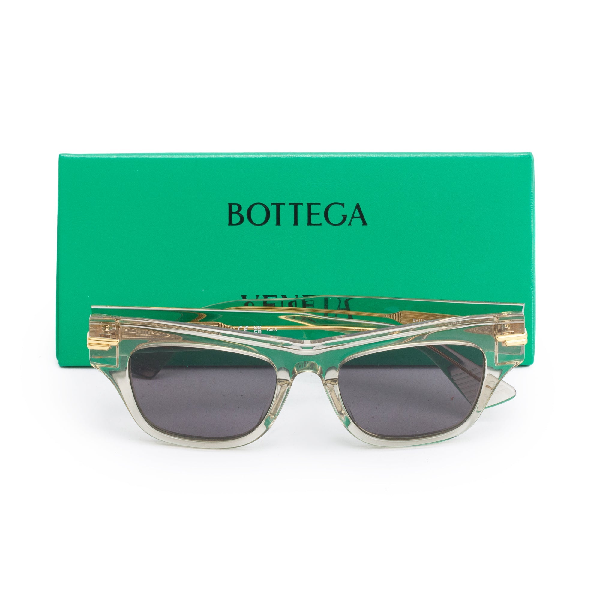 Bottega Veneta BV1122S Transparent Acetate Cat Eye Sunglasses w/ Case