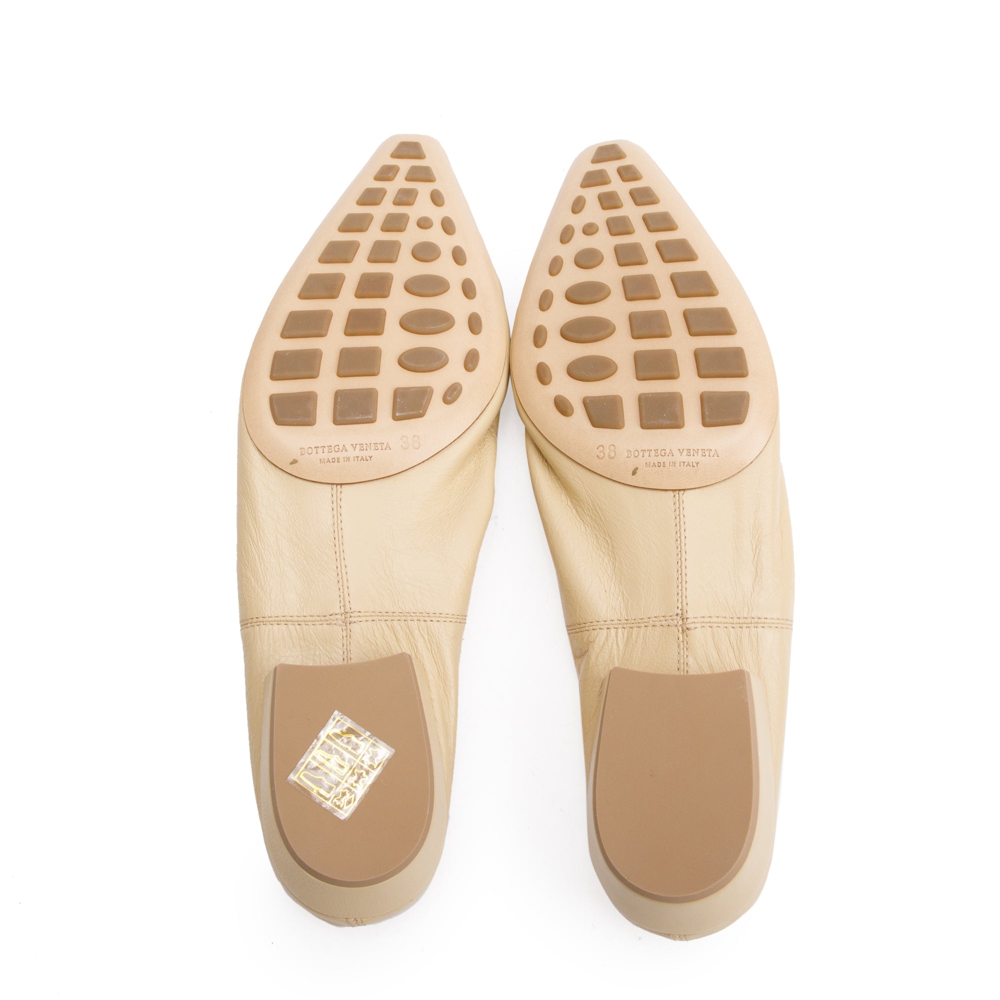 Bottega Veneta Beige Crush Nappa Leather Ballerina Flats, Size 38