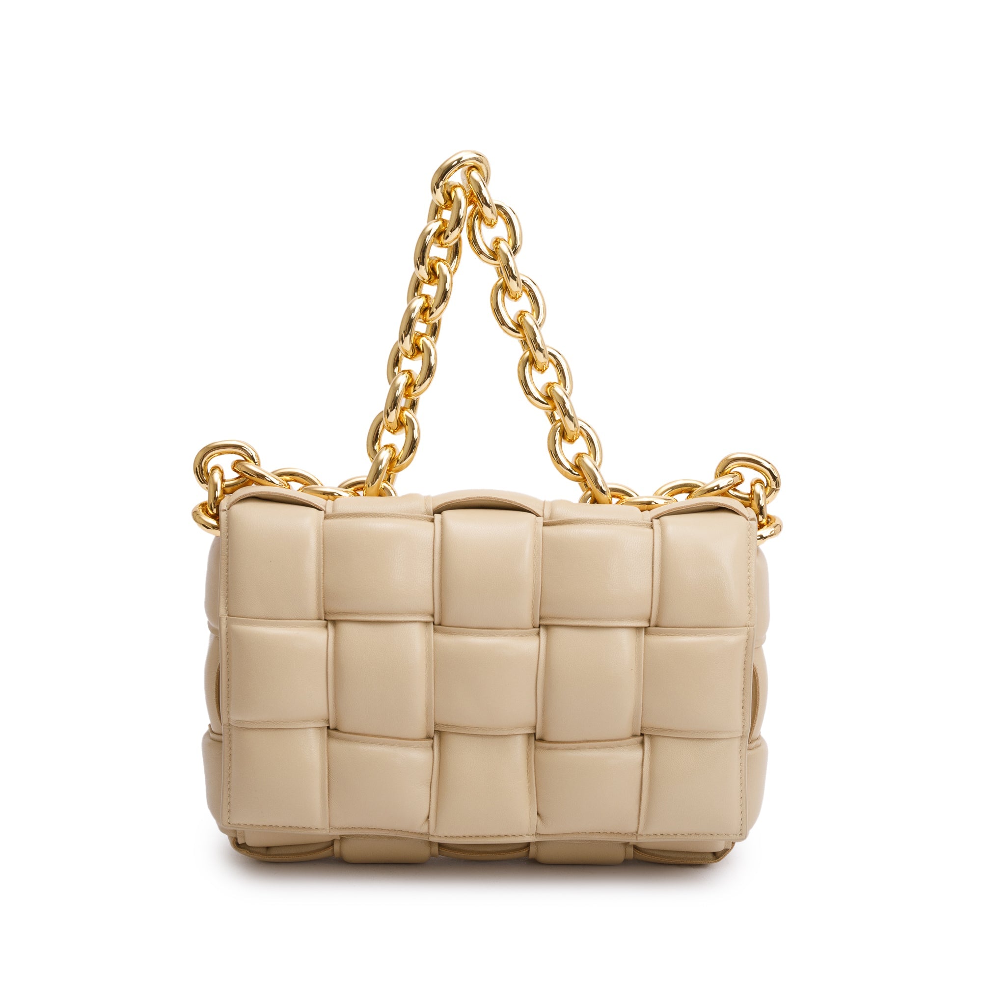 Bottega Veneta Beige Nappa Intrecciato Padded Chain Cassette Bag