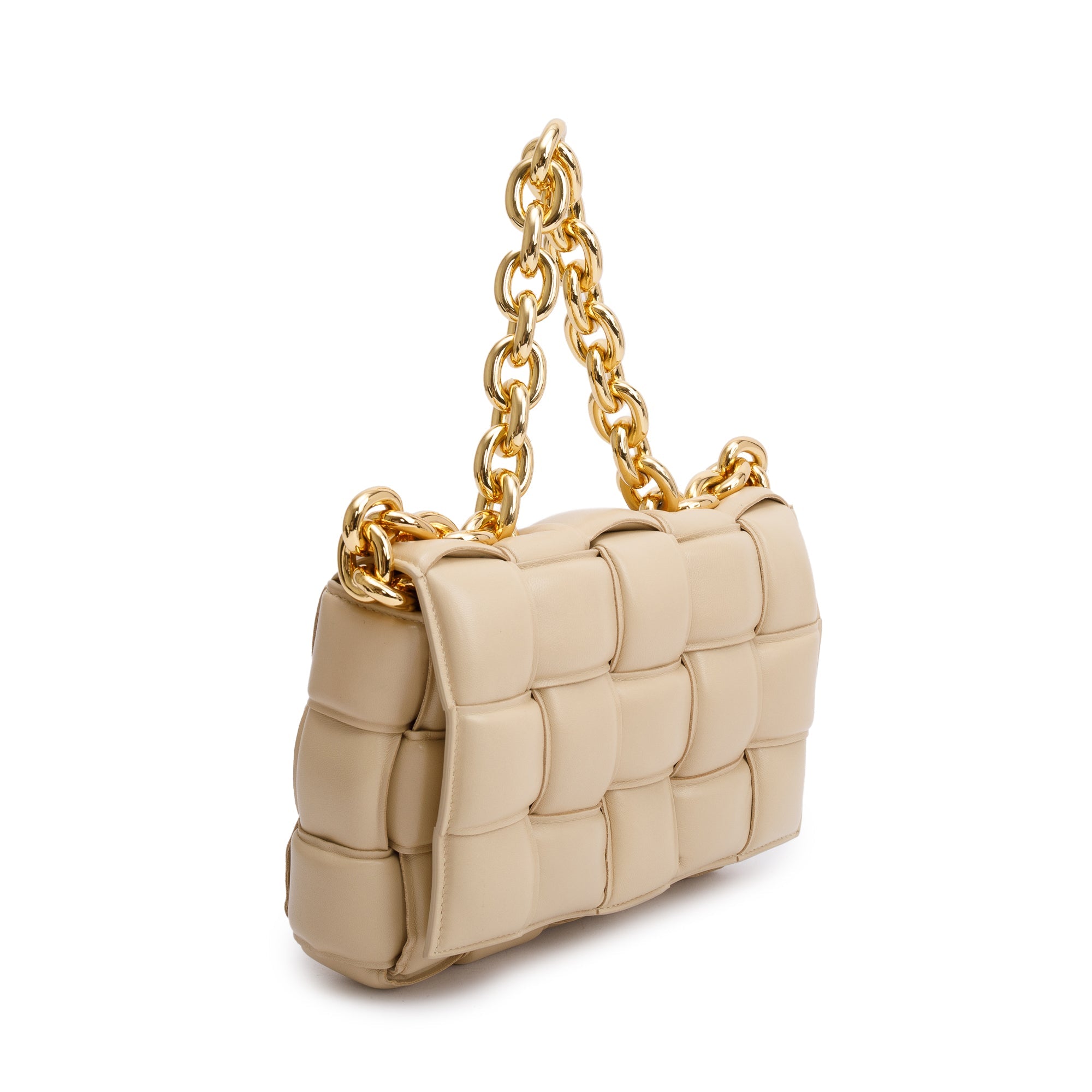 Bottega Veneta Beige Nappa Intrecciato Padded Chain Cassette Bag