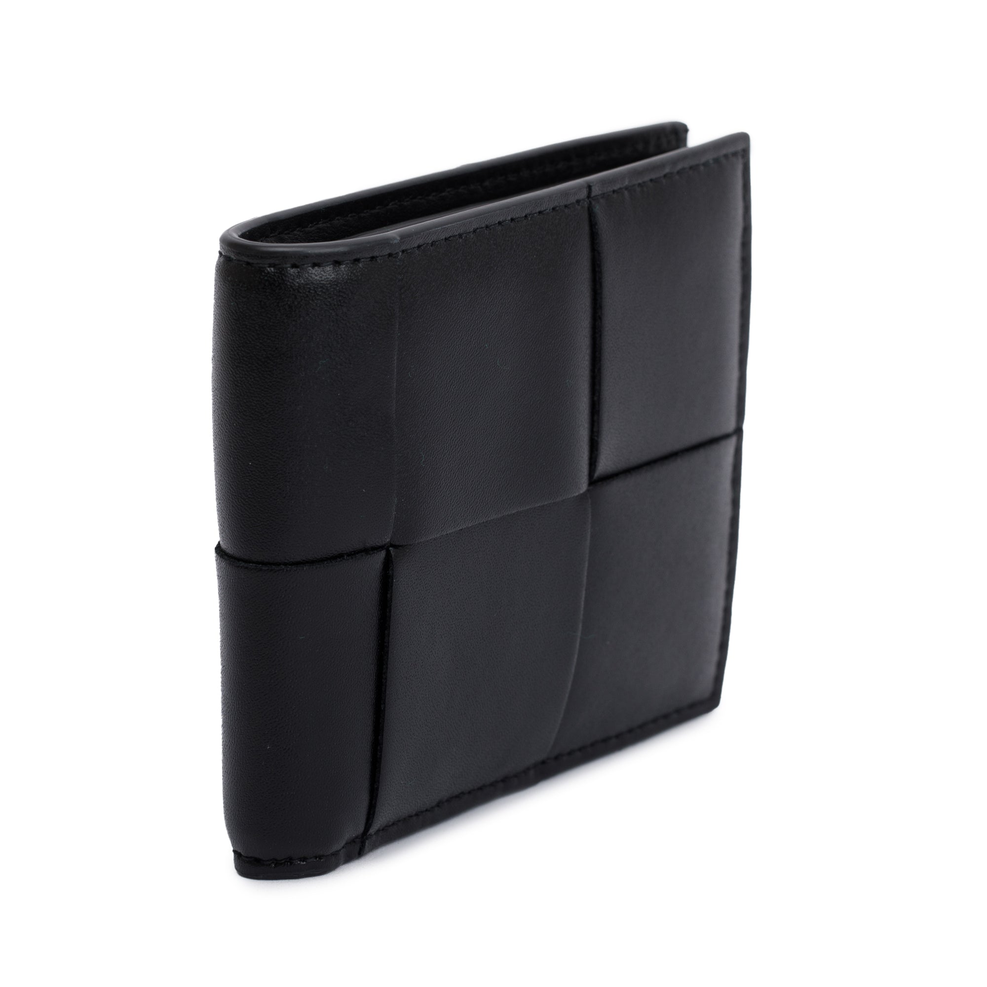 Bottega Veneta Black Intrecciato Leather Cassette Bi-Fold Wallet