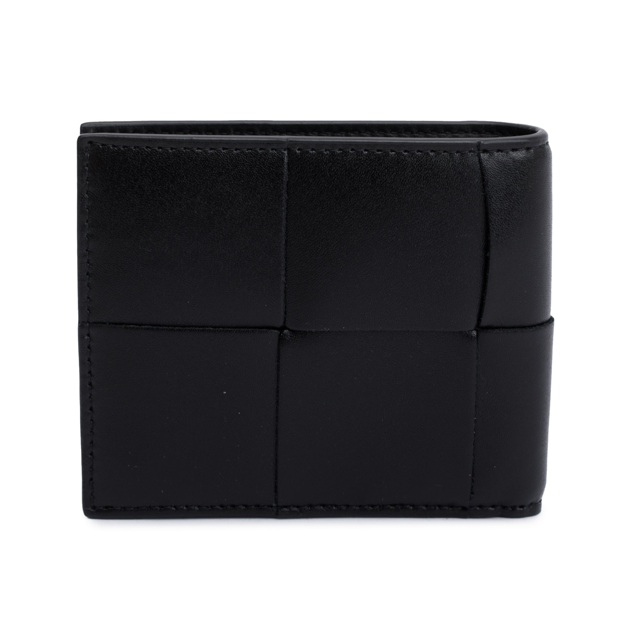 Bottega Veneta Black Intrecciato Leather Cassette Bi-Fold Wallet