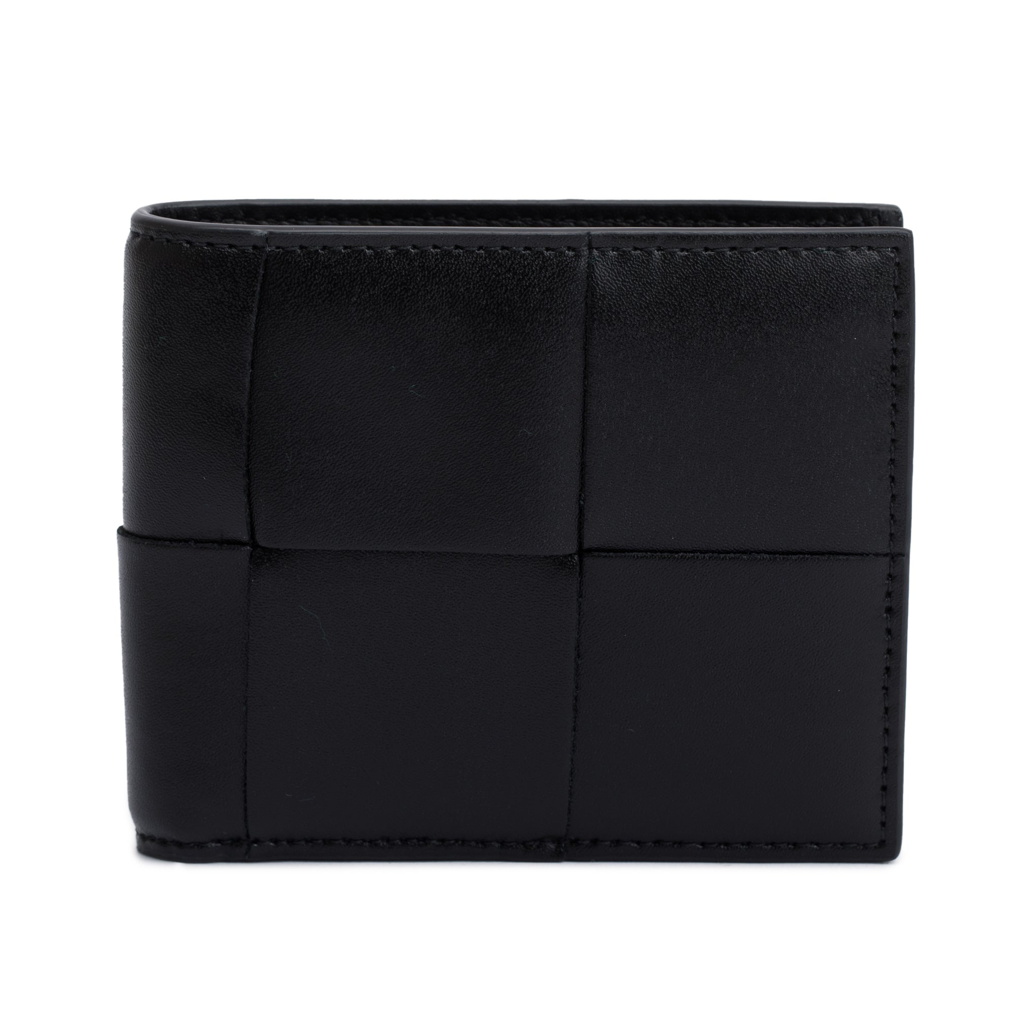 Bottega Veneta Black Intrecciato Leather Cassette Bi-Fold Wallet