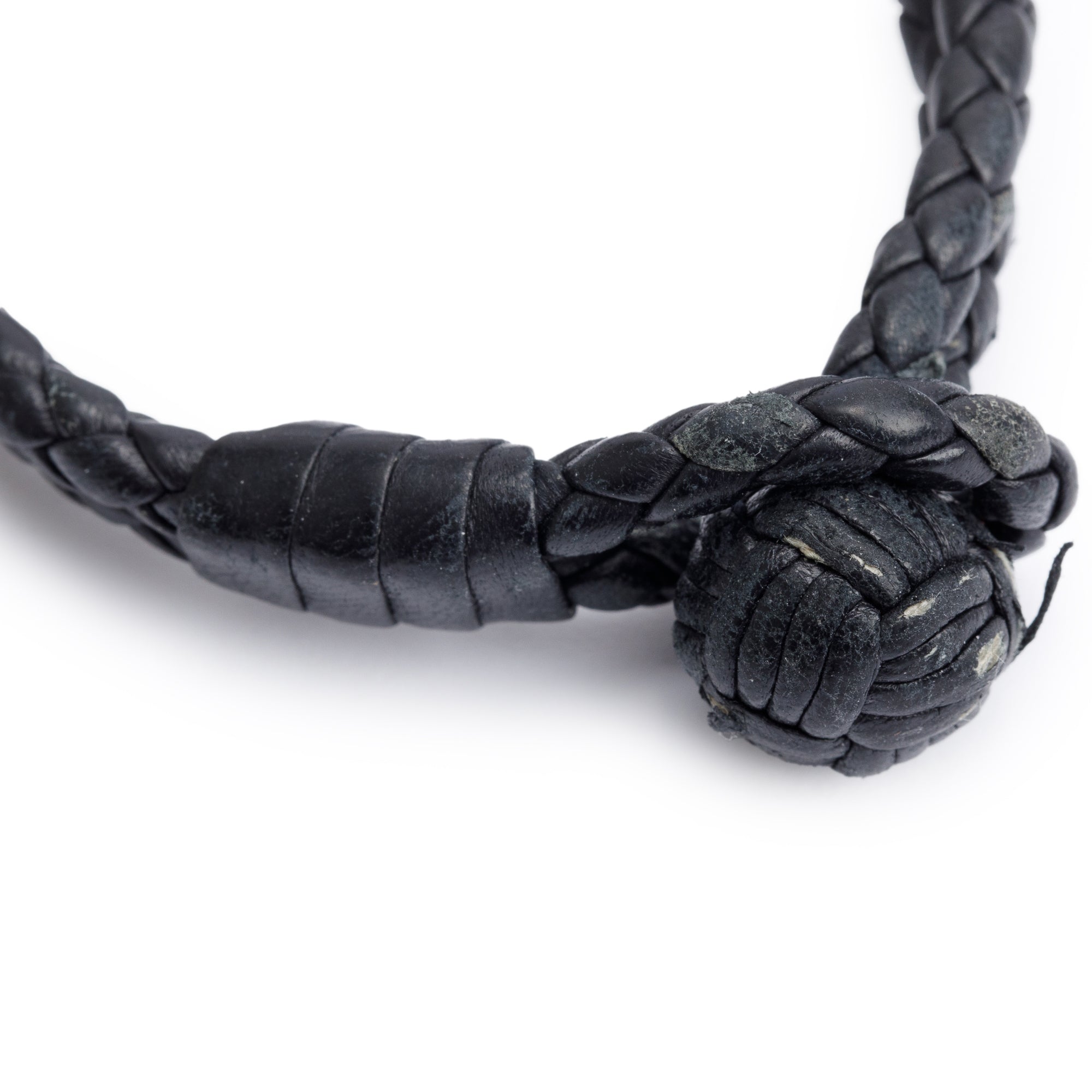 Bottega Veneta Black Intrecciato Leather Double Wrap Bracelet