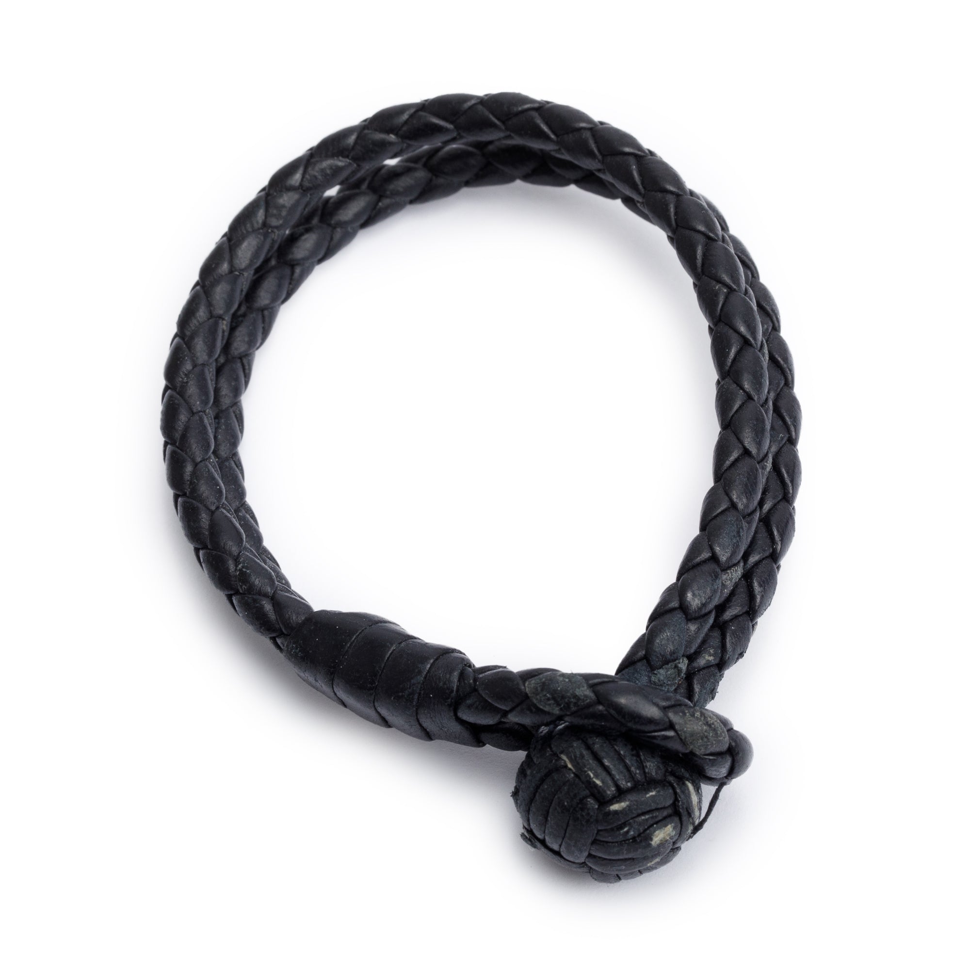 Bottega Veneta Black Intrecciato Leather Double Wrap Bracelet