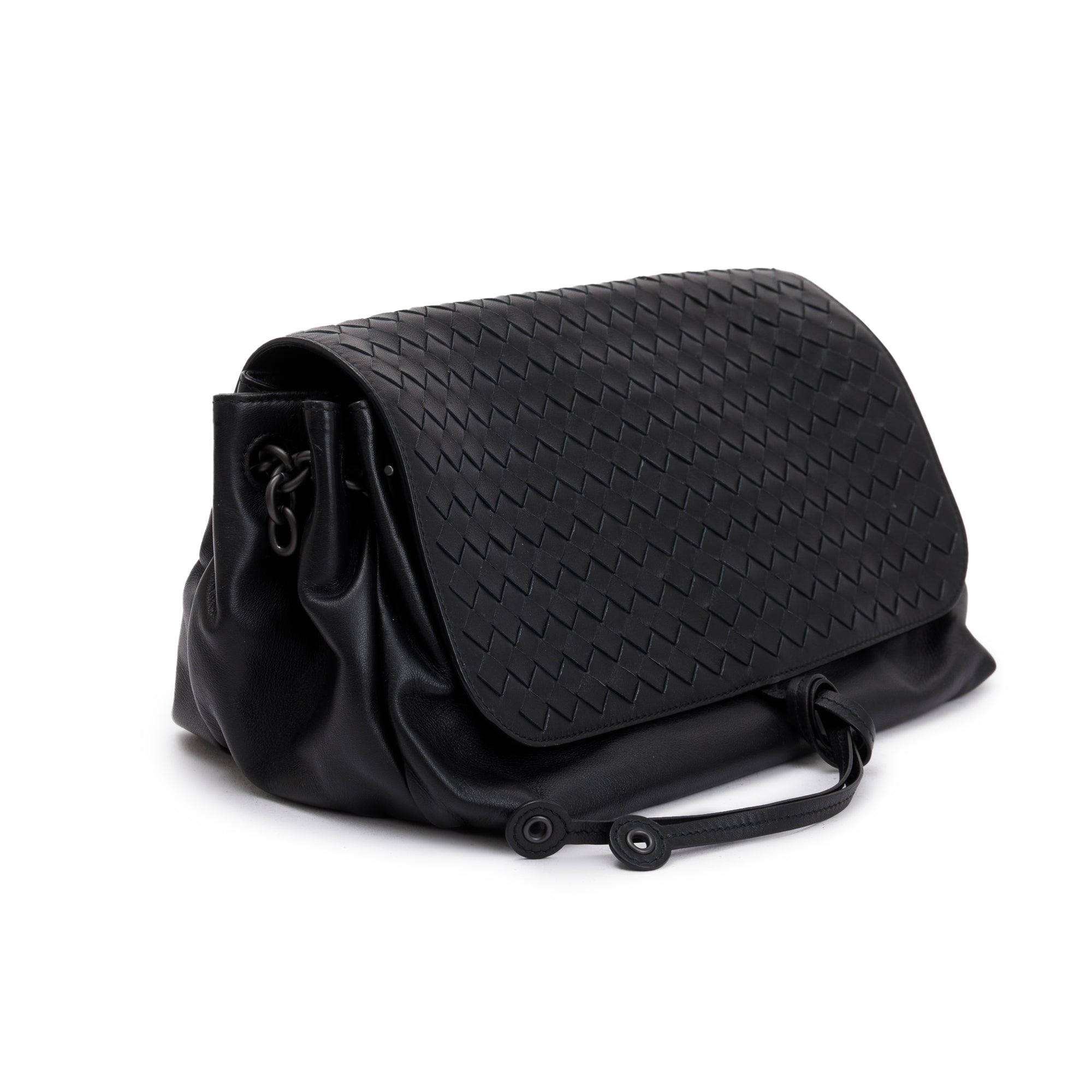 Bottega Veneta Black Intrecciato Nappa Leather Medium Crossbody Bag