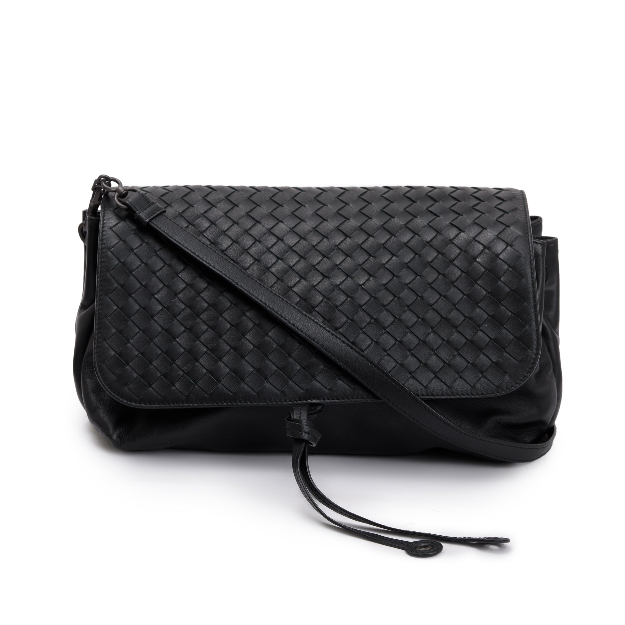 Bottega Veneta Black Intrecciato Nappa Leather Medium Crossbody Bag