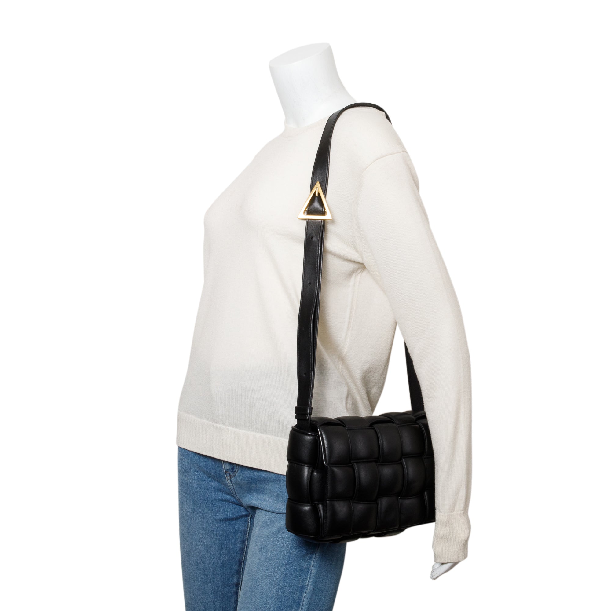 Bottega Veneta Black Lambskin Leather Classic Padded Cassette Bag w/ Box