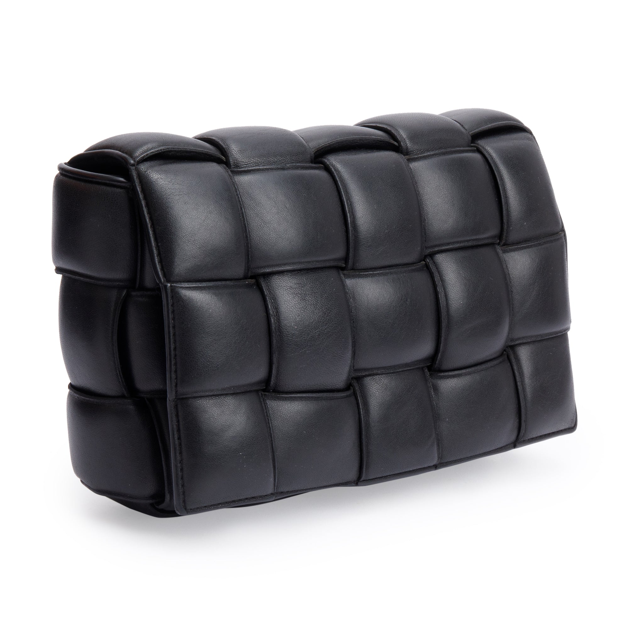 Bottega Veneta Black Lambskin Leather Classic Padded Cassette Bag w/ Box