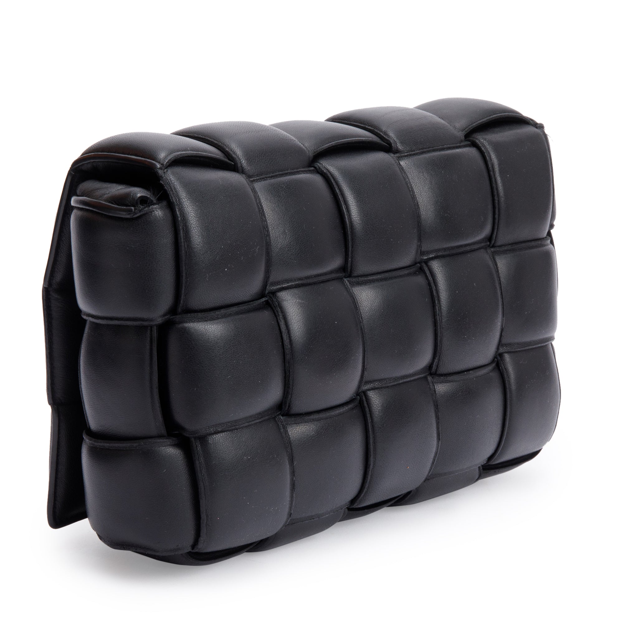 Bottega Veneta Black Lambskin Leather Classic Padded Cassette Bag w/ Box