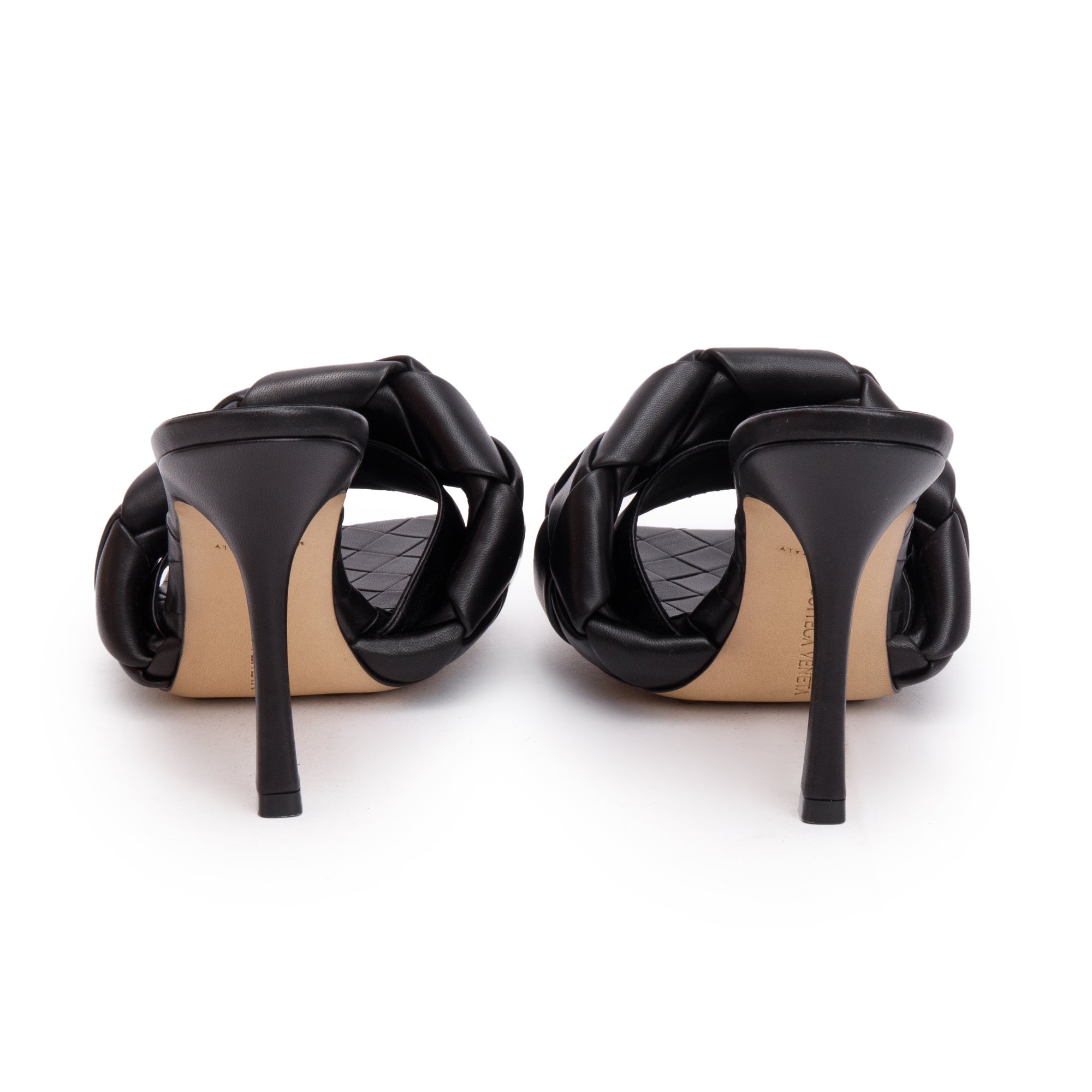 Bottega Veneta Black Lambskin Leather Padded Lido Mule Sandals