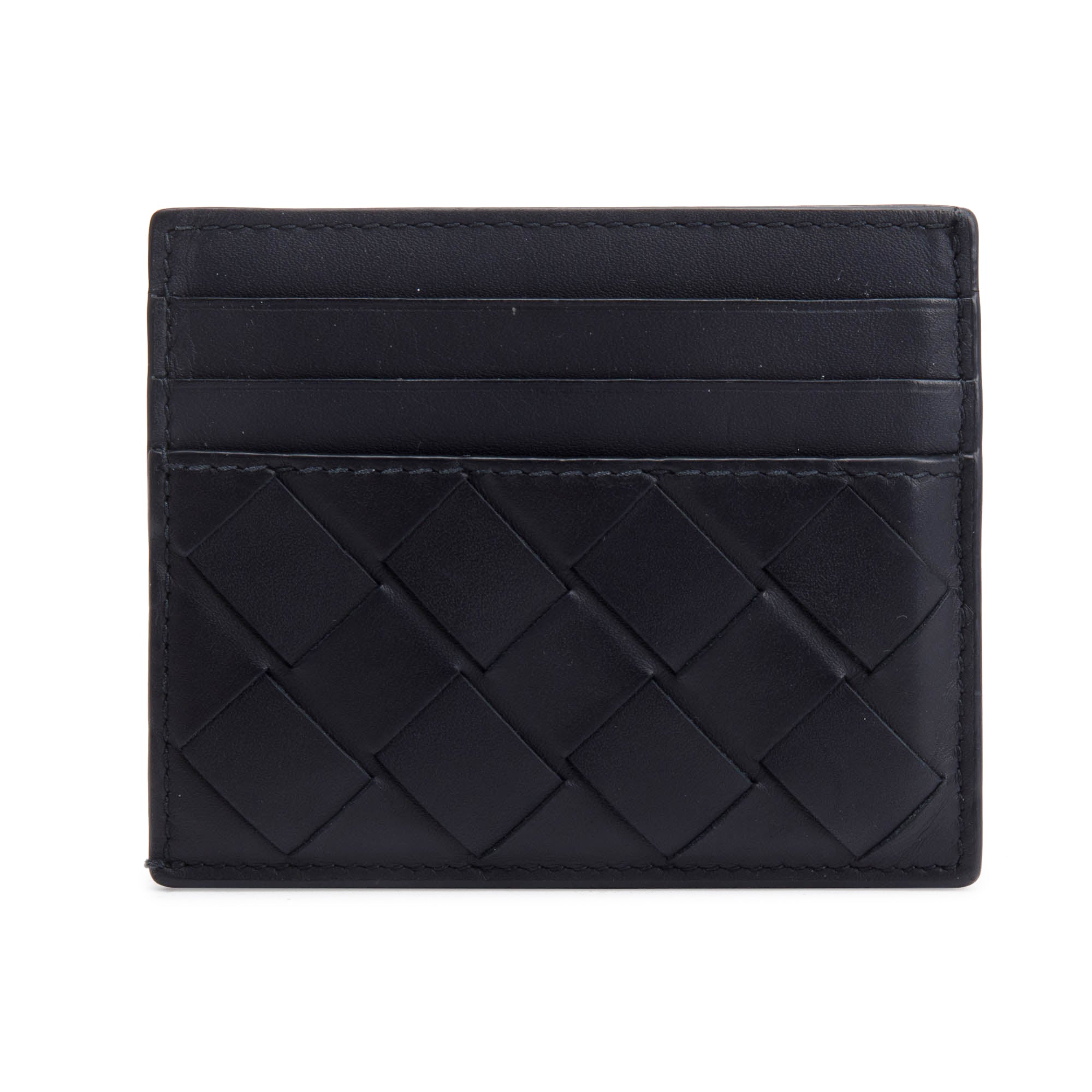 Bottega Veneta Black Nappa Leather Intrecciato Card Holder w/ Box