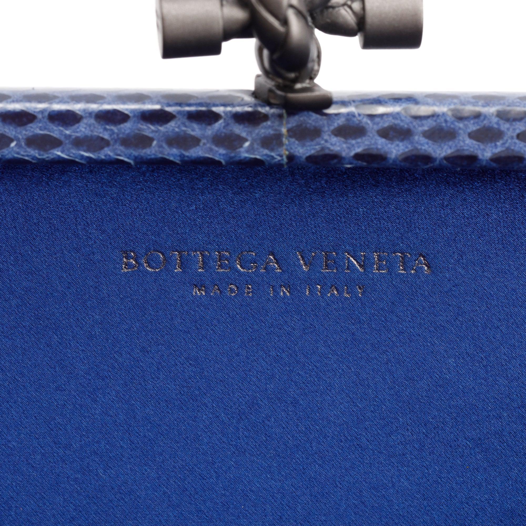 Bottega Veneta Blue Ayers-Trimmed Intrecciato Stretch Knot Clutch